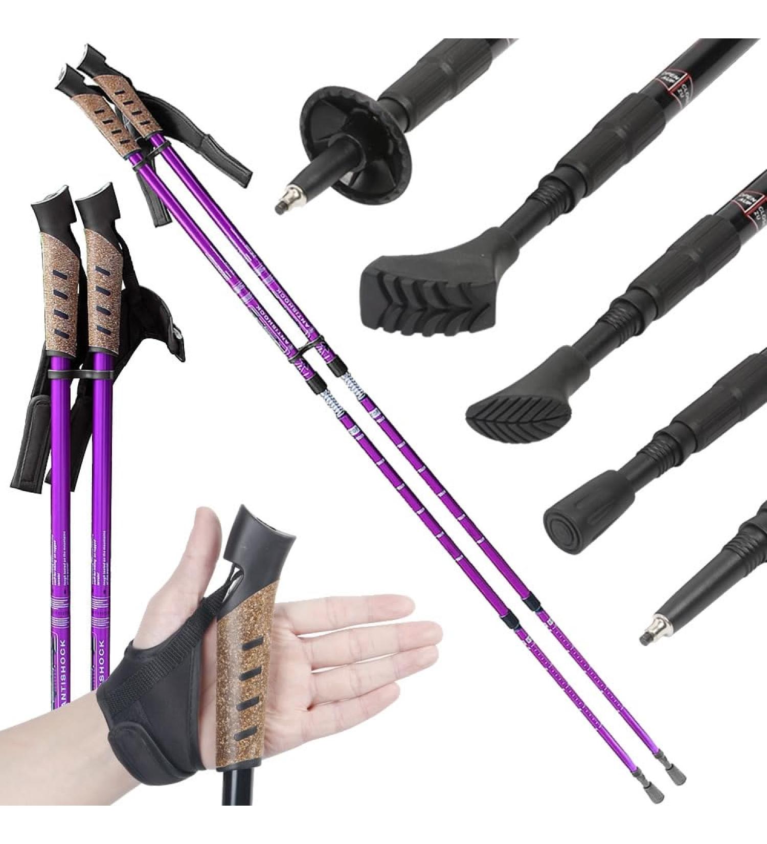 Buy Melko Duraluminum Walking Sticks - Adjustable Telescopic 65-135 cm | 2-Set in Red Blue Black & Violet - International Shipping Available - Buy Online on GoSupps.com