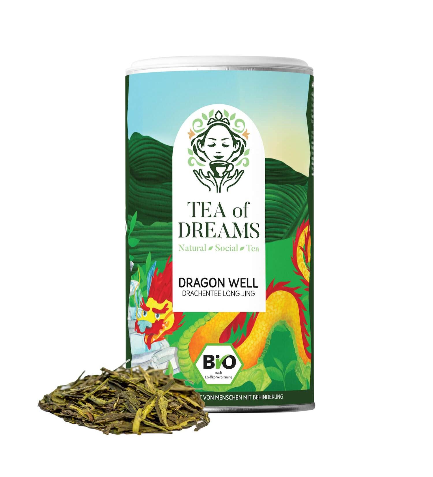  Tea of Dreams Organic Green Tea | Chinese Dragon Tea | Long Jing | Lung Jing | Loose Tea | 50g - Buy Online on GoSupps.com