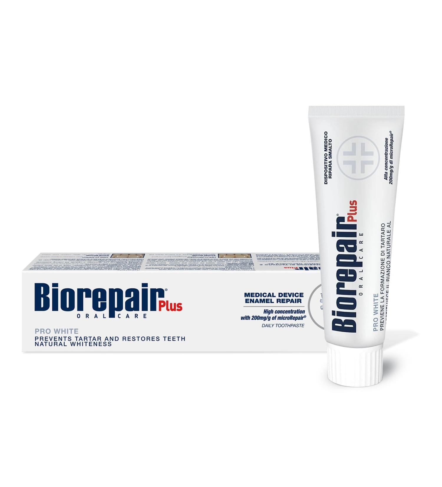 Biorepair Pro Plus White Toothpaste 75ml - Achieve a Natural White Smile | International Shipping Available - Buy Online on GoSupps.com