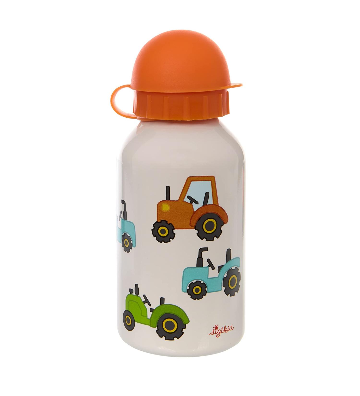 SIGIKID 25238 stainless steel drinking bottle tractor children's bottle girls and boys accessories recommended from 3 years beige/orange 350ml