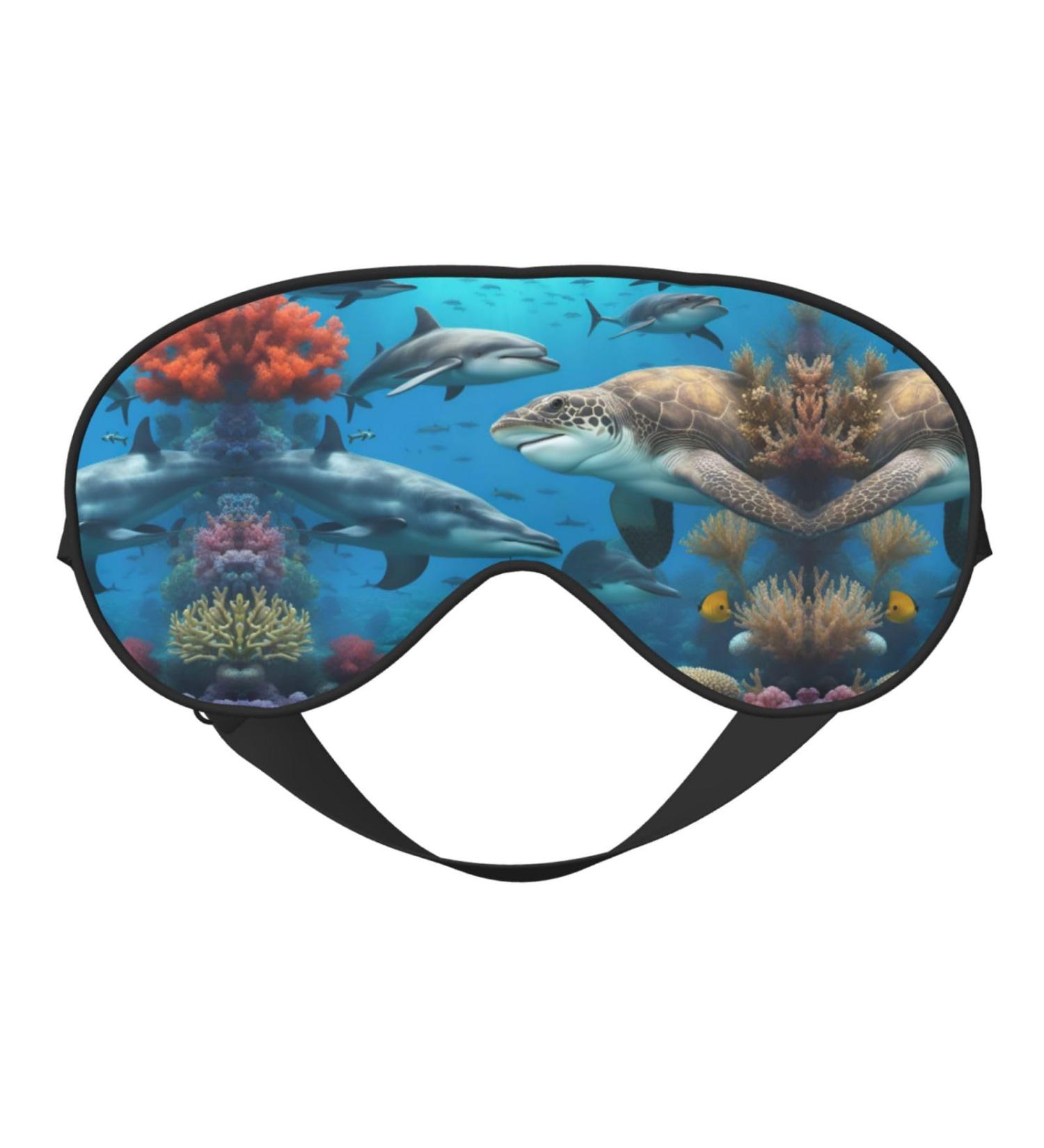 Dolphins Sea Turtle Shark Octopus Eye Mask - Ultra-Soft Light-Blocking for Comfort & Restful Sleep | International Shipping Available - Buy Online on GoSupps.com