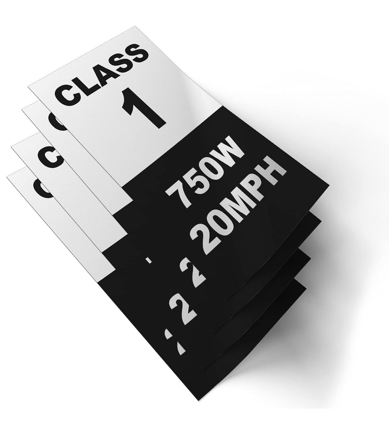 Class 1 Electric Bicycle Frame Identification Stickers - 750W 20MPH Weatherproof Vinyl Decals - Set of 4 Removable Class Number Markings for E-Bike - Buy Online on GoSupps.com