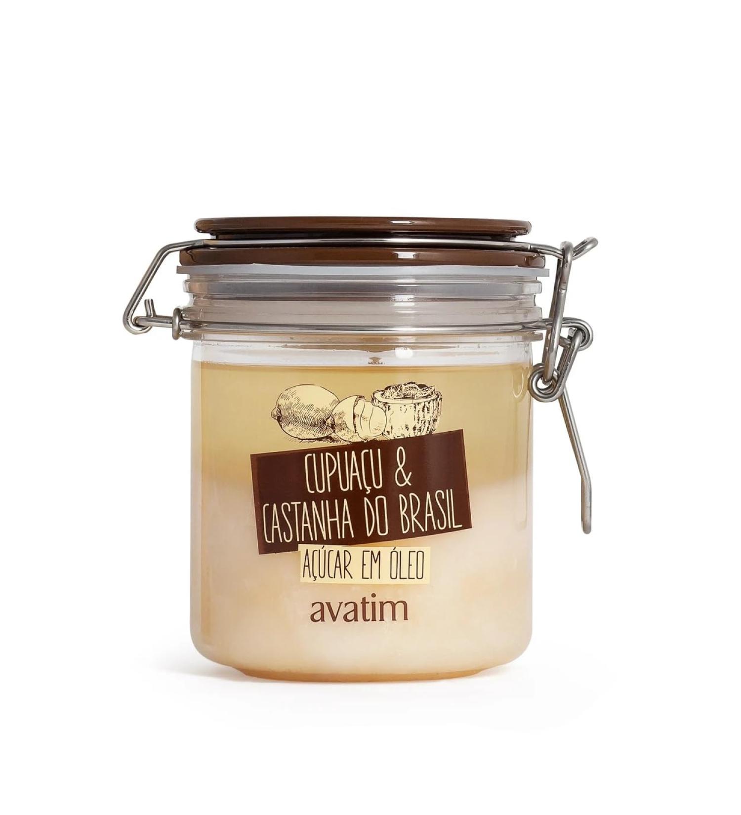 Avatim Cupuacu & Brazil Nut Sugar Exfoliating Scrub Natural Oil-Based Body Treatment Glass Jar 500g