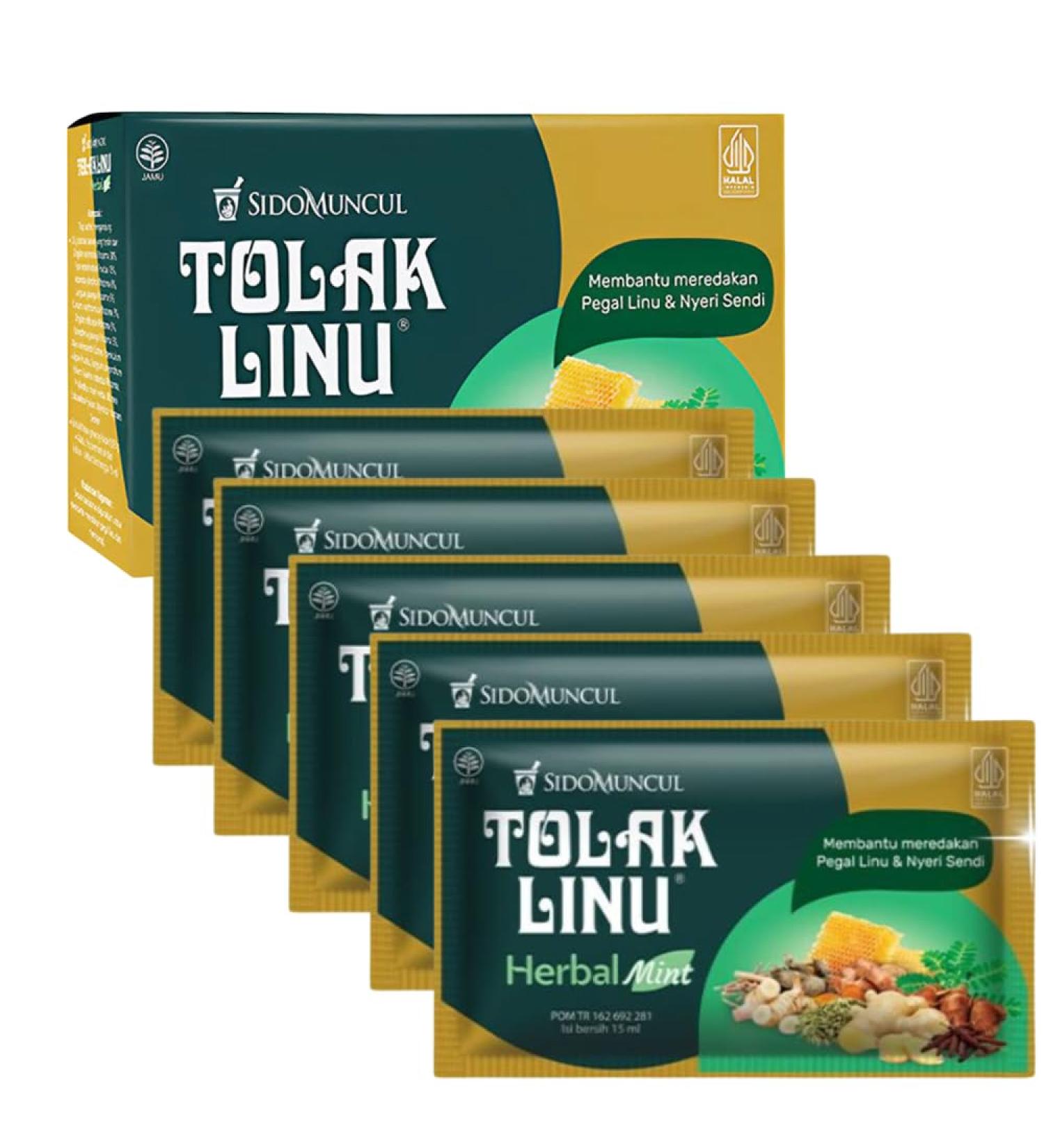 Sido Muncul Tolak Linu Mint Herbal Boisson Traditionnelle au Gingembre Curcuma et Plantes 5 Sachets Liquides de 15 ml Saveur Menthe - Buy Online on GoSupps.com