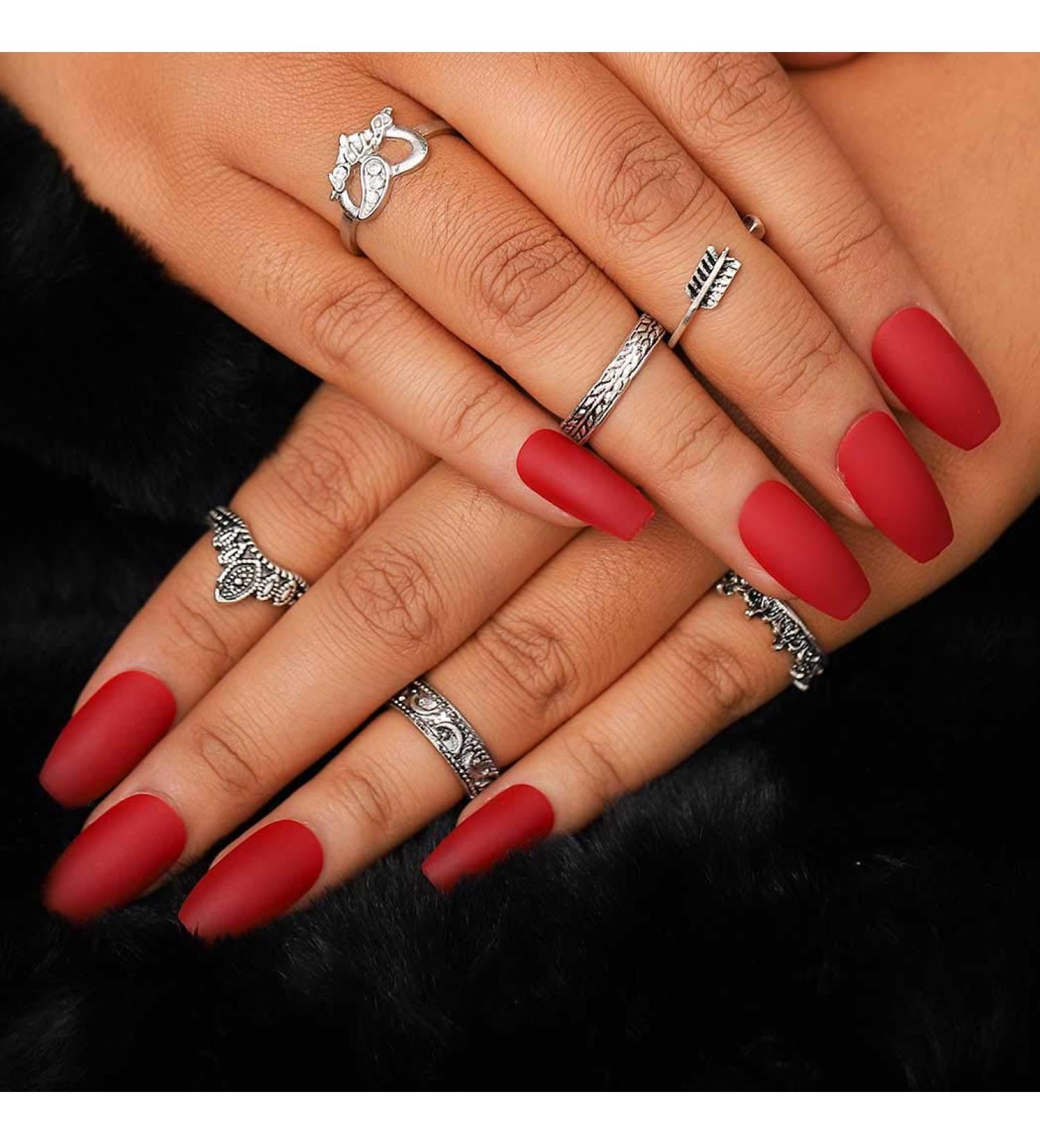 Bohend Faux Ongles Mat Pure Ballerine Rouge - 24Pcs - Ongles Art Complet pour Femmes et Filles - Livraison Internationale - Buy Online on GoSupps.com