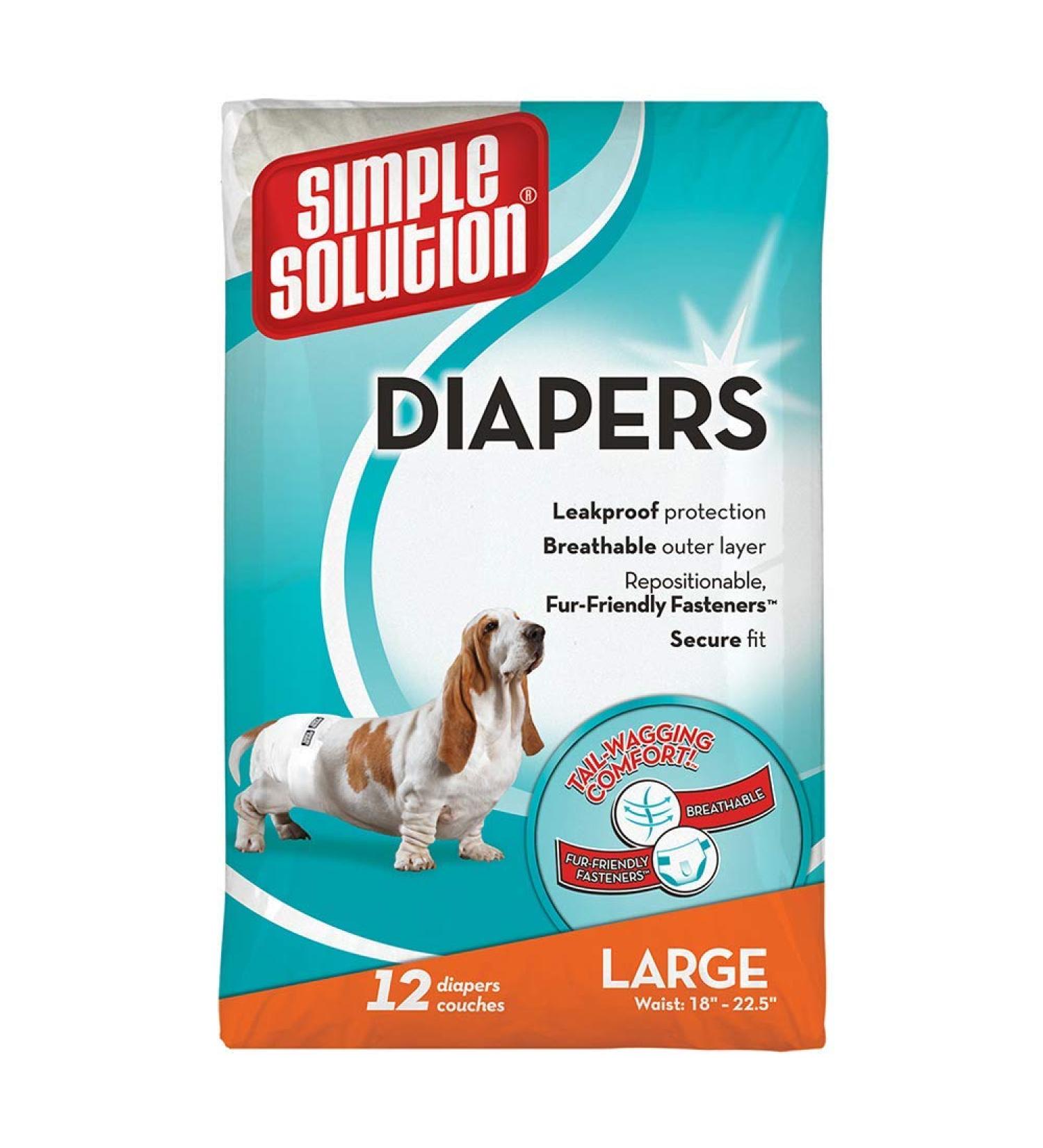 Simple Solution Disposable Dog Diapers for Bitches | Super Absorbent & Spout-Safe Fit | Large 12 Pack - Ideal for International Shipping - Buy Online on GoSupps.com