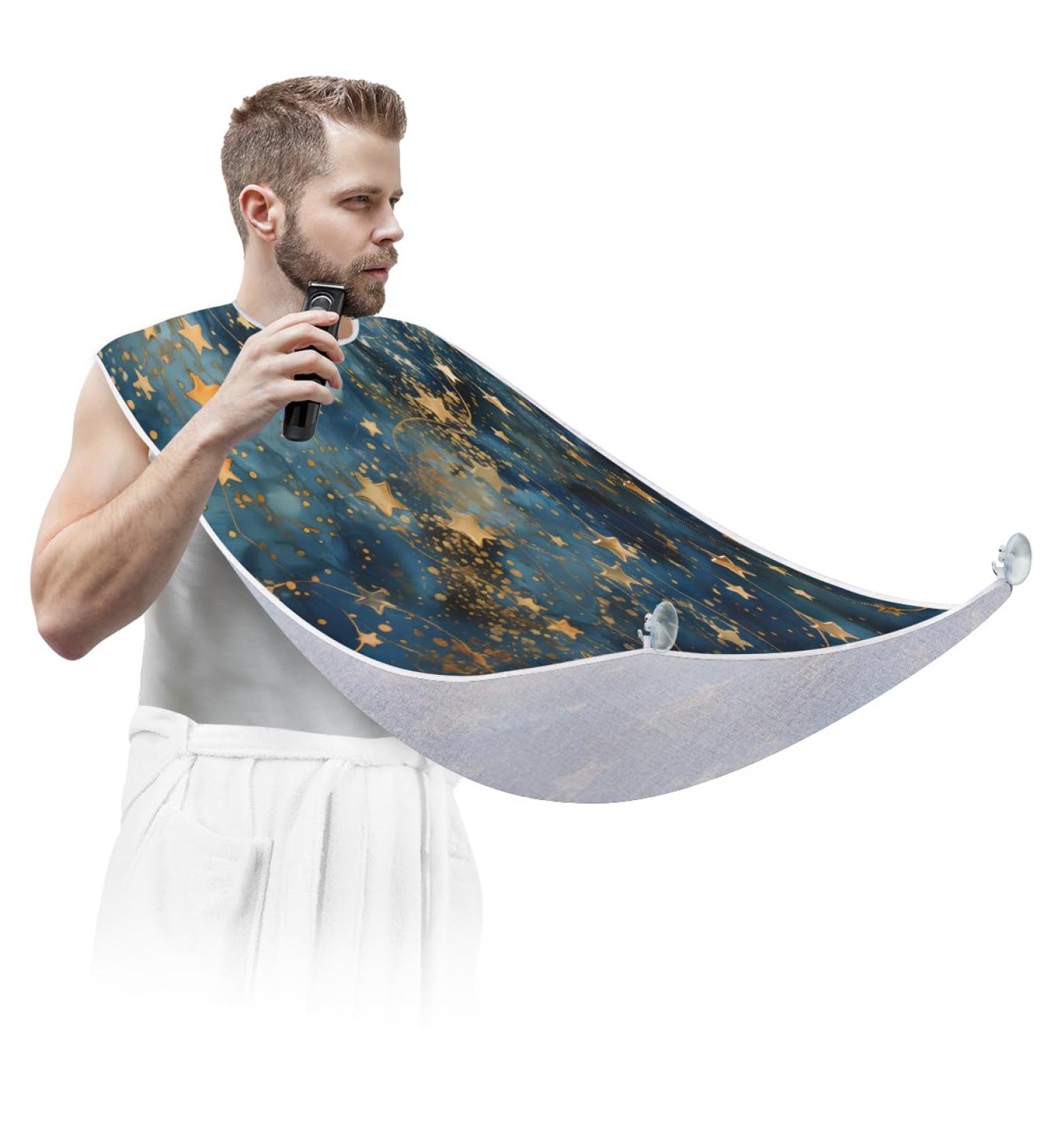 Abstract Starry Night Beard Bib Apron - Best Beard Hair Catcher for Men | Perfect Father's Day & Christmas Gift for Dad | Includes 2 Suction Cups - Buy Online on GoSupps.com