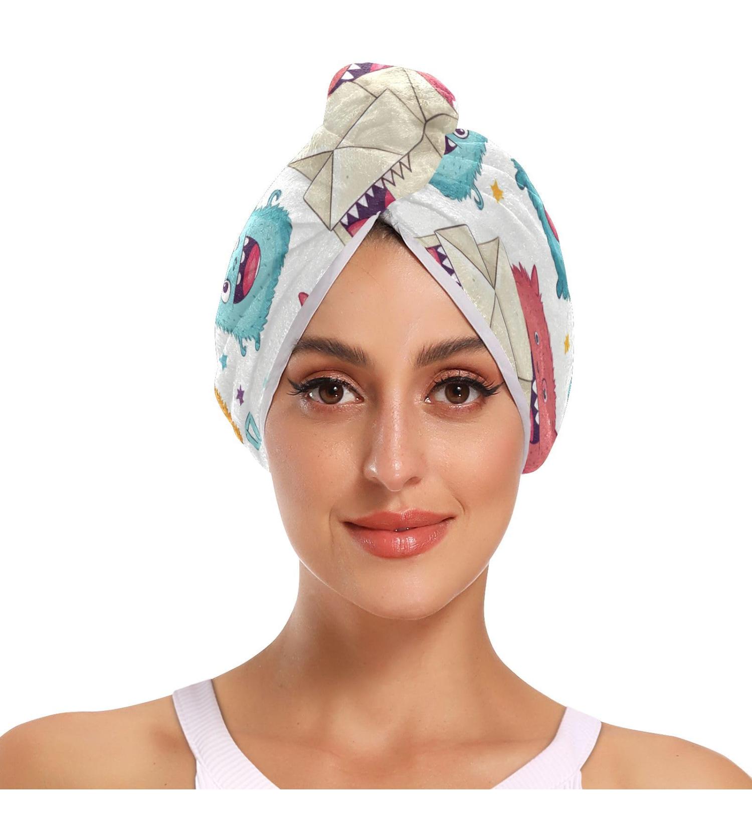 Red Blue Monster Hair Towel 2 Pack | Super Absorbent Quick Dry Hair Turbans for Women & Girls - Buy Online on GoSupps.com