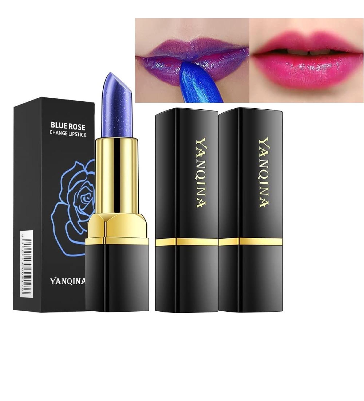 PAQIMAN Magic Temperature Changing Lipstick Set - Blue to Pink, Long-Lasting & Waterproof Lip Gloss for Women (2 Pcs) - Buy Online on GoSupps.com