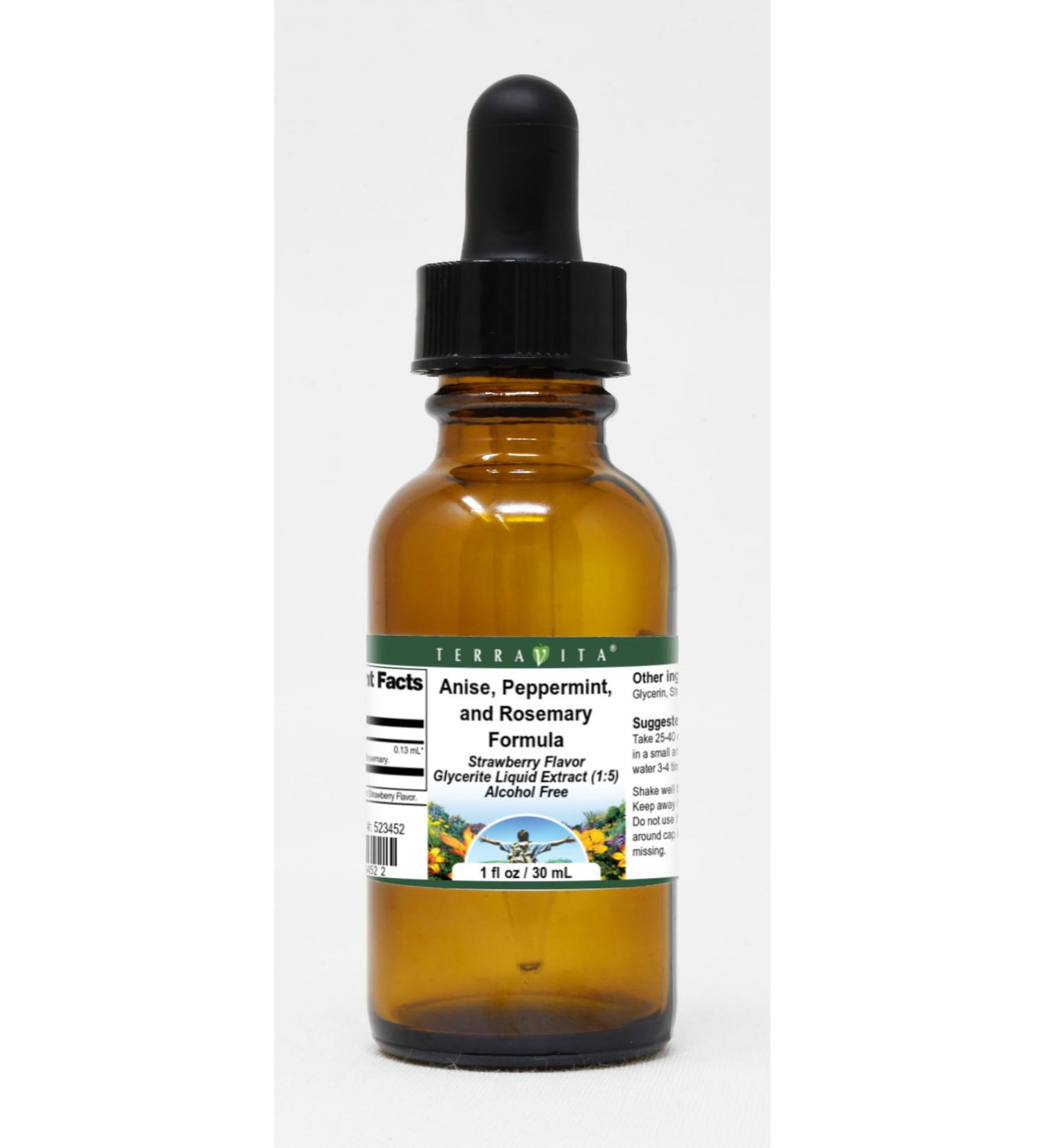 Strawberry Flavored Anise Peppermint & Rosemary Glycerite Extract (1 oz) - Premium Herbal Supplement - Buy Online on GoSupps.com