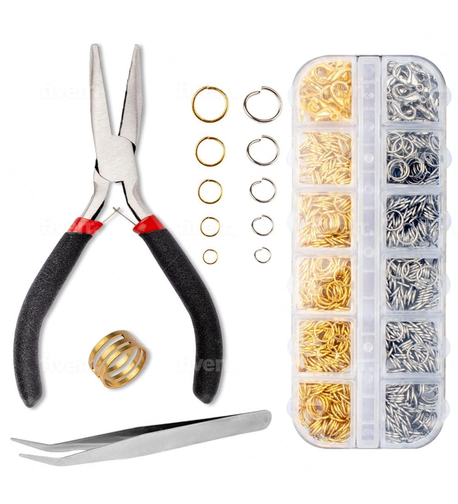 Anzlah 1200 pcs Gold & Silver Jump Rings & Lobster Clasps Fixing Kit with Pliers & Tweezers - O Rings for Jewelry Making - Buy Online on GoSupps.com