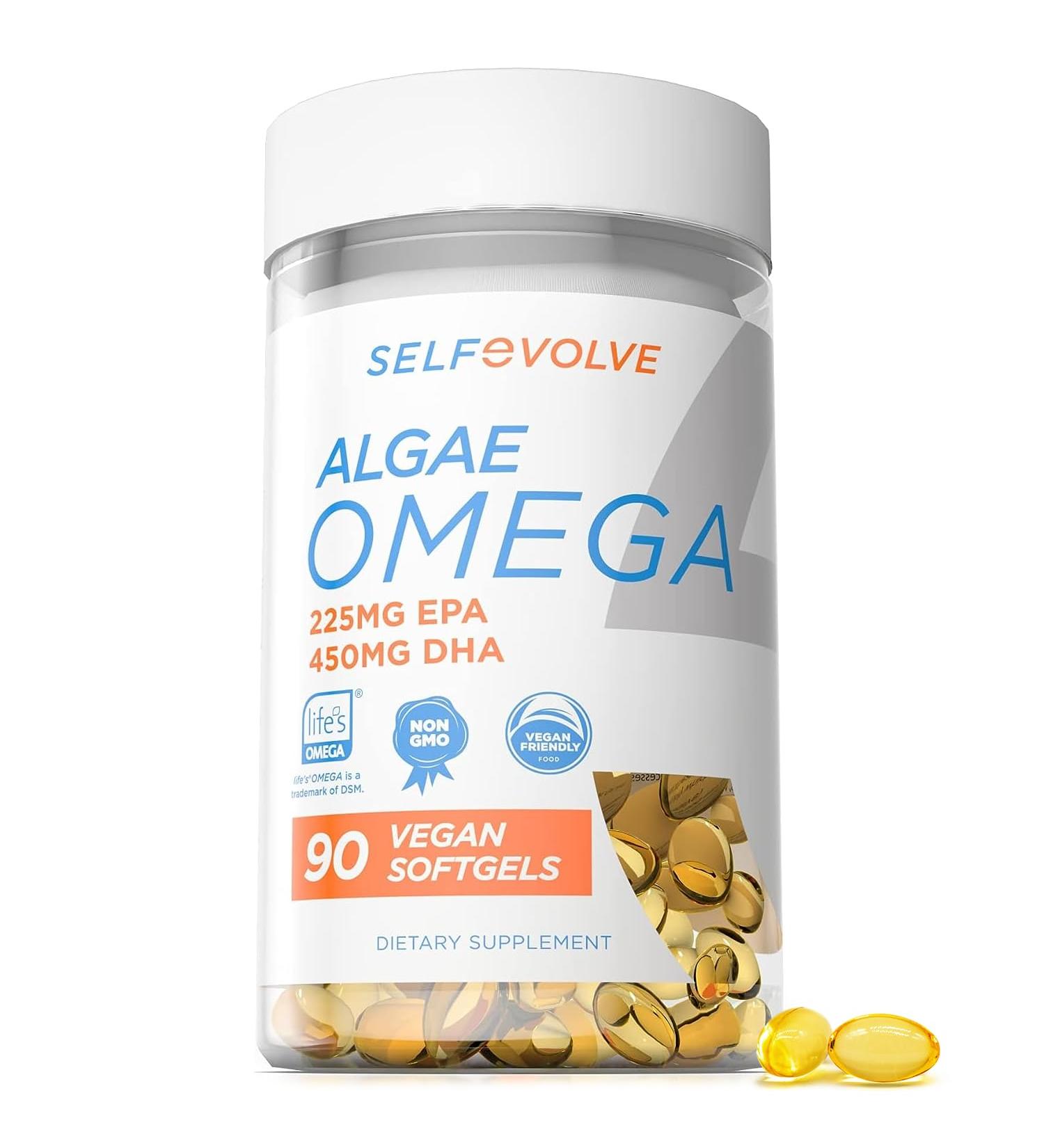 selfevolve Algae Omega 3 1 500mg - Vegan Supplement with Patented Life's Omega 3 - High Dose EPA & DHA - Better Than Fish Oil - Supports Heart Brain Joint Health - 90 Vegan Softgels - Buy Online on GoSupps.com