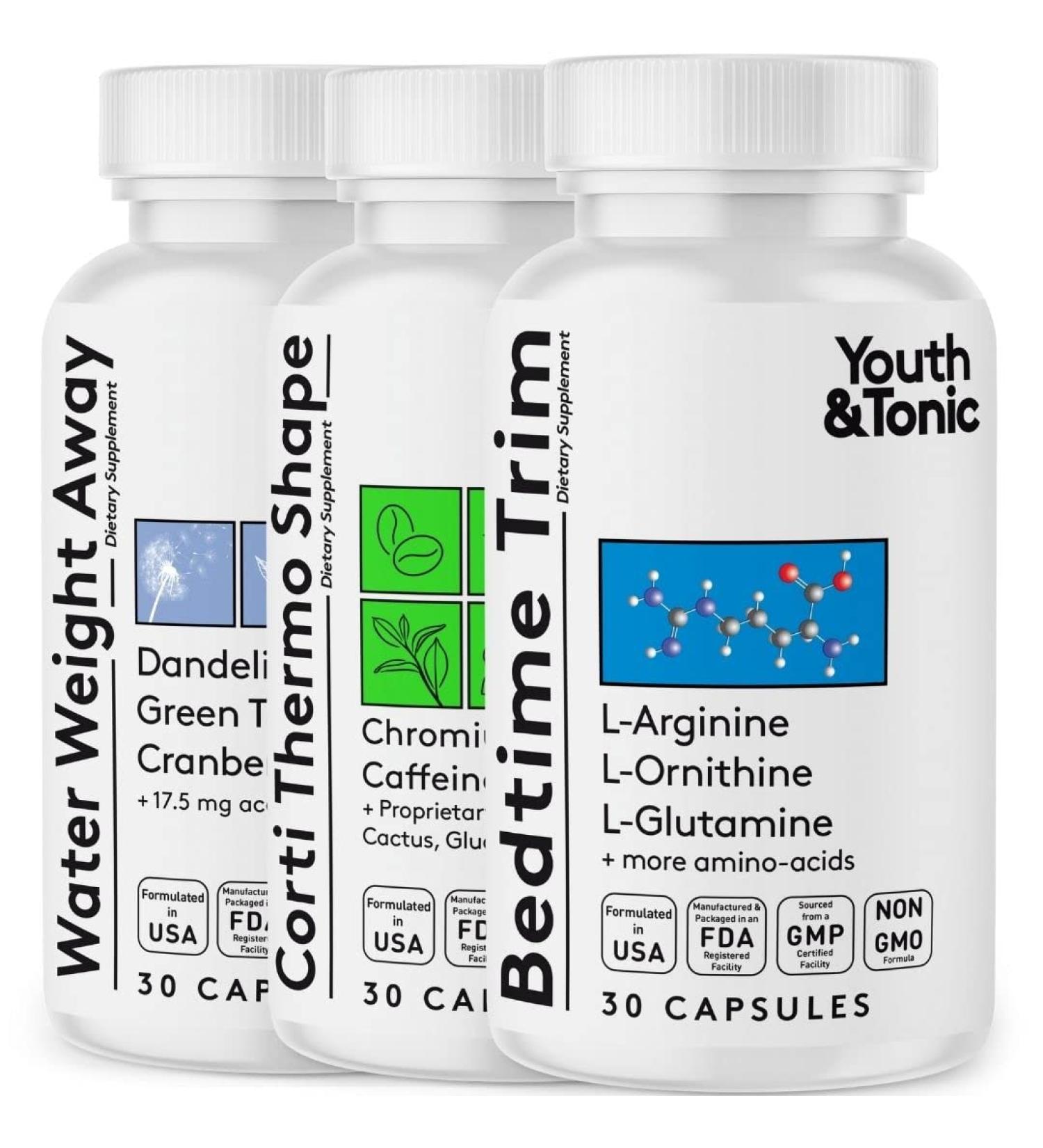 Shred Sculpt Lean 3x Diet Pills for Metabolism Energy & Water Weight Loss - Women & Men - Youth & Tonic - Buy Online on GoSupps.com