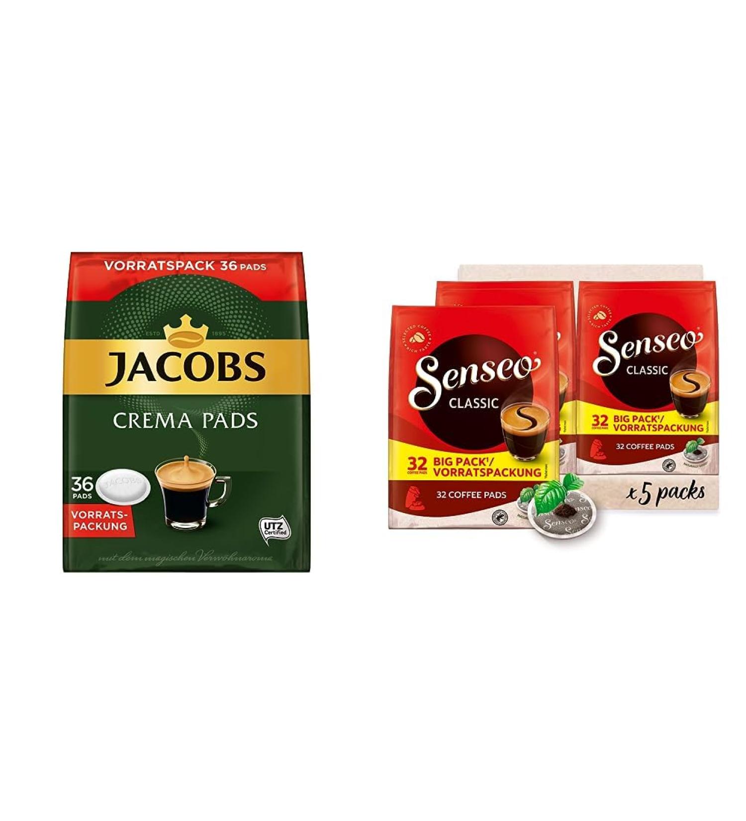 Buy Jacobs Crema Classic Coffee Pads - 180 Senseo Compatible Utz Certified 5 Packs of 36 Beverages - Optimal Flavor & Quality - Buy Online on GoSupps.com