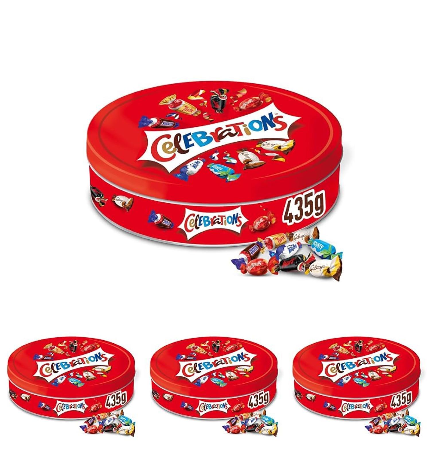 CELEBRATIONS - Bo te cadeau en m tal avec assortiment de chocolat SNICKERS TWIX MARS MALTESERS BOUNTY et autres - 435g (Lot de 4) - Buy Online on GoSupps.com