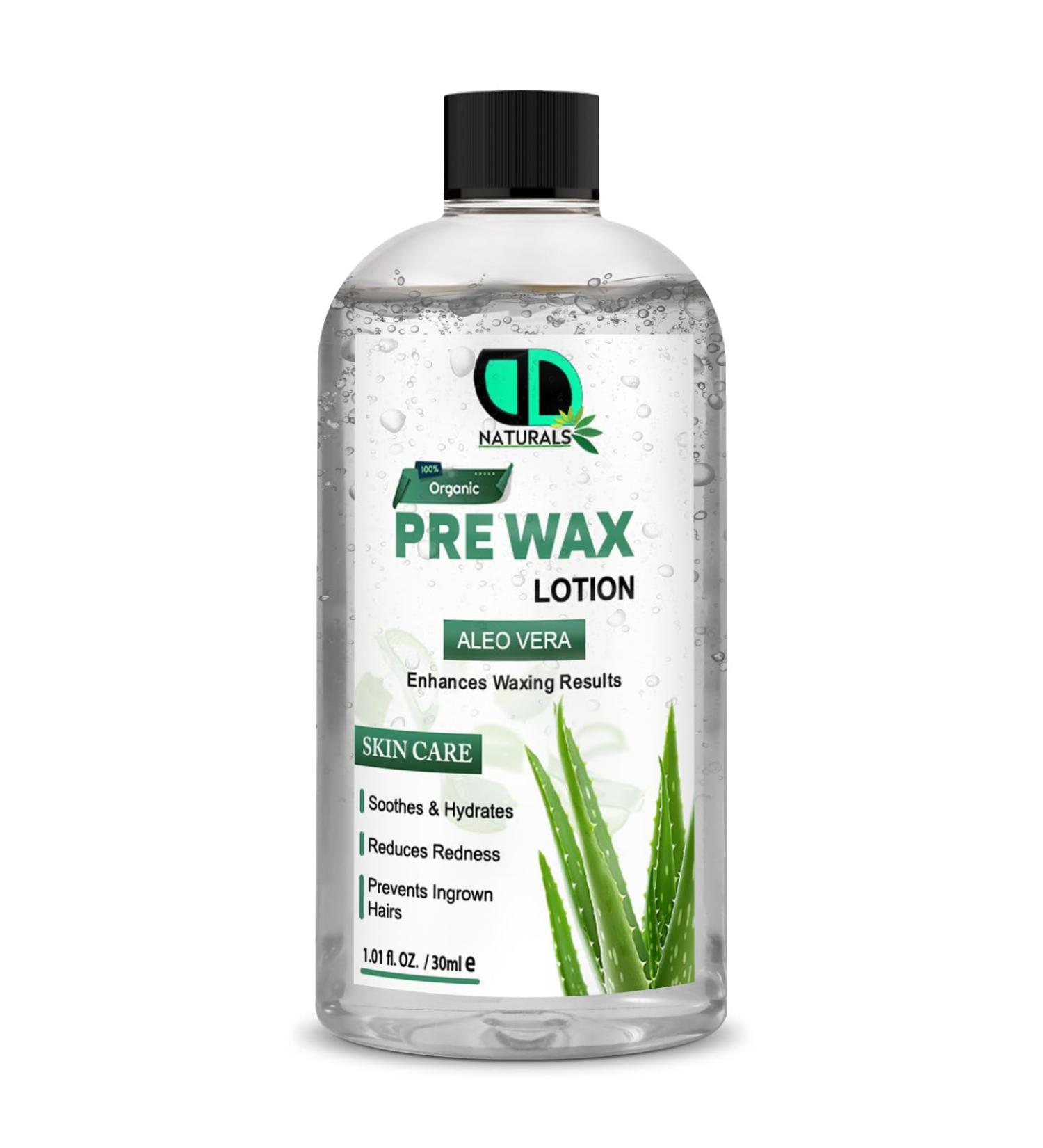 DD teck 100% Organic Pre-Wax Lotion - Moisturizing formula for smooth soft skin before waxing reduces redness and irritation for more comfortable hair removal (30 ml)