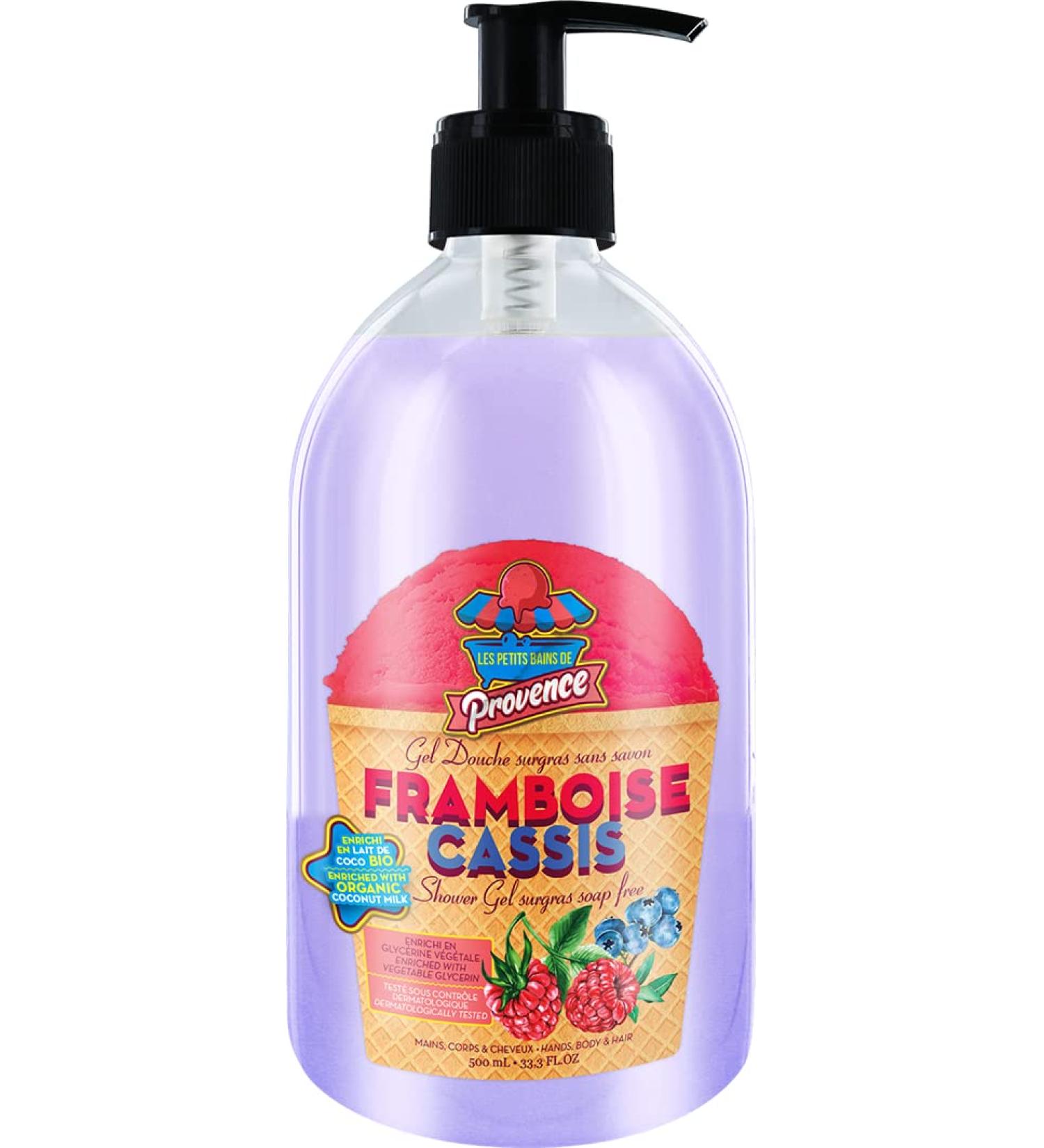 LES PETITS BAINS DE Provence Extra-rich soap-free shower gel Raspberry and Blackcurrant 500ml