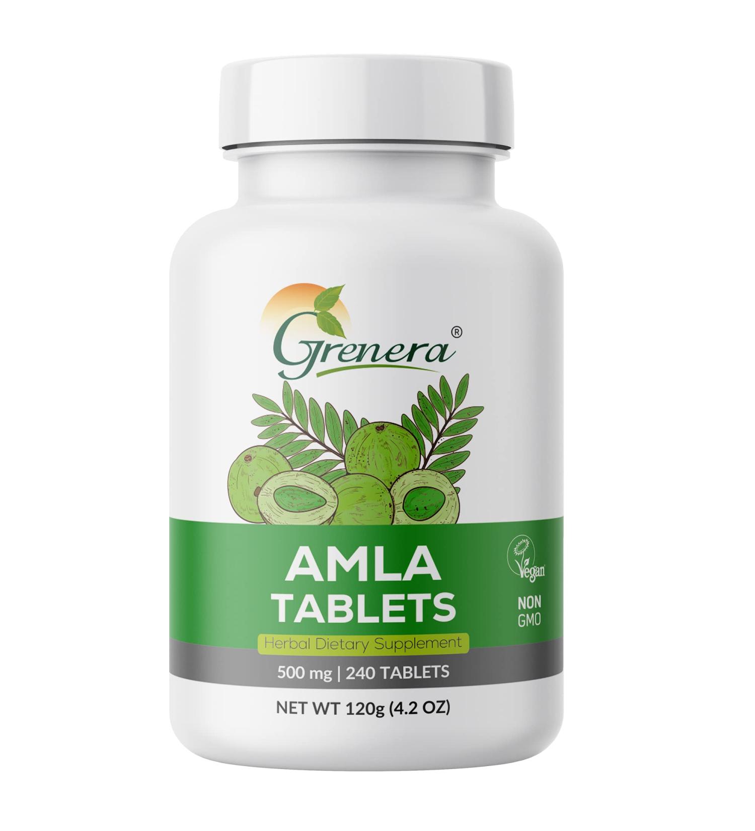 Organic Grenera Amla Berry Tablets | 240 Tablets, 500mg per Tablet | Natural Vitamin C Supplement - Buy Online on GoSupps.com