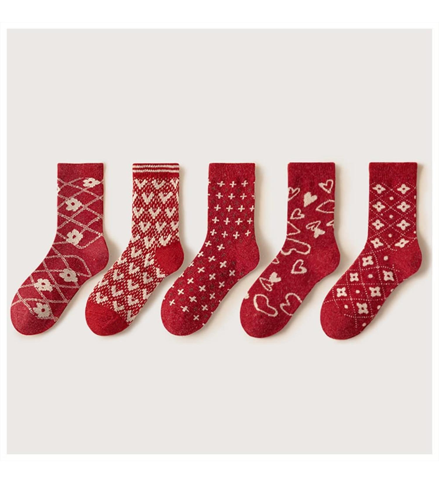 Chinese New Year Red Cotton Women's Zodiac Socks | Festive Spring Festival Retro Design (Size 34-39) - Buy Online on GoSupps.com