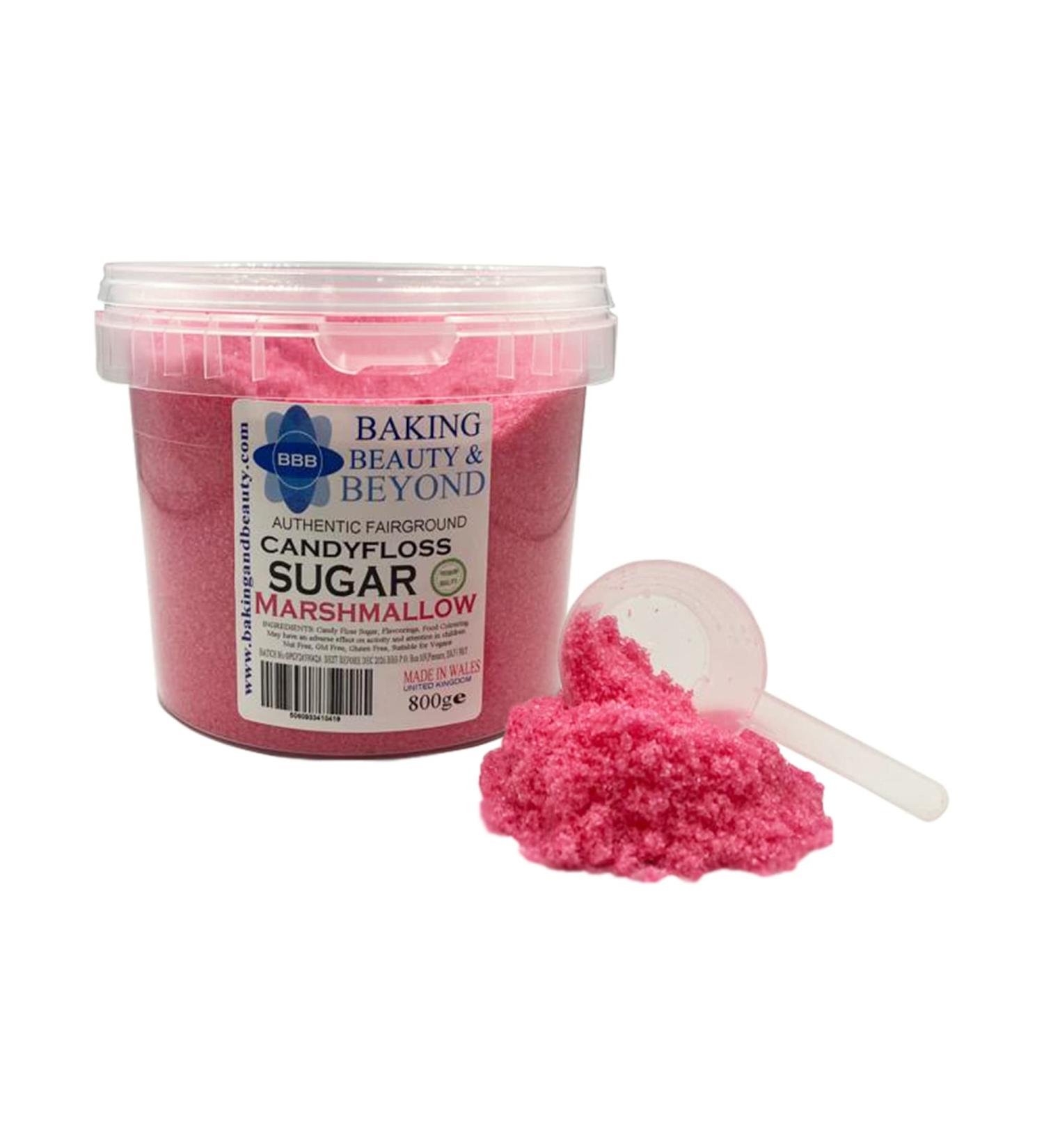 Baking Beauty and Beyond Marshmallow Flavour Premium Floss Sugar for Cotton Candy | Natural Ingredients | 800g Bulk Packaging - Buy Online on GoSupps.com