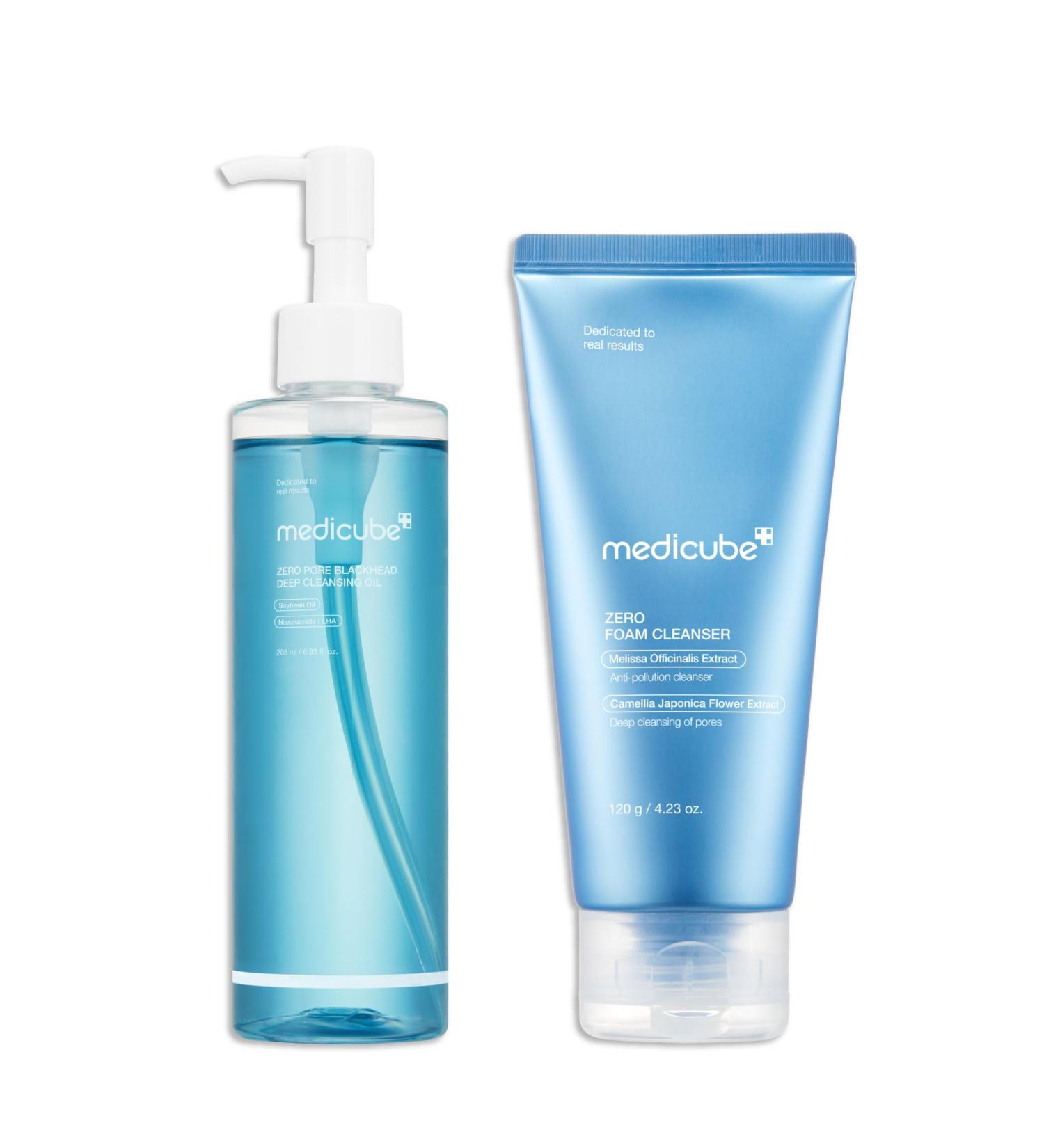 medicube Duo Double Nettoyage Pores - Routine Peau Nette: Huile D maquillante Z ro Points Noirs 205ml & Nettoyant Moussant Z ro 120g | Tous types de peaux - Buy Online on GoSupps.com