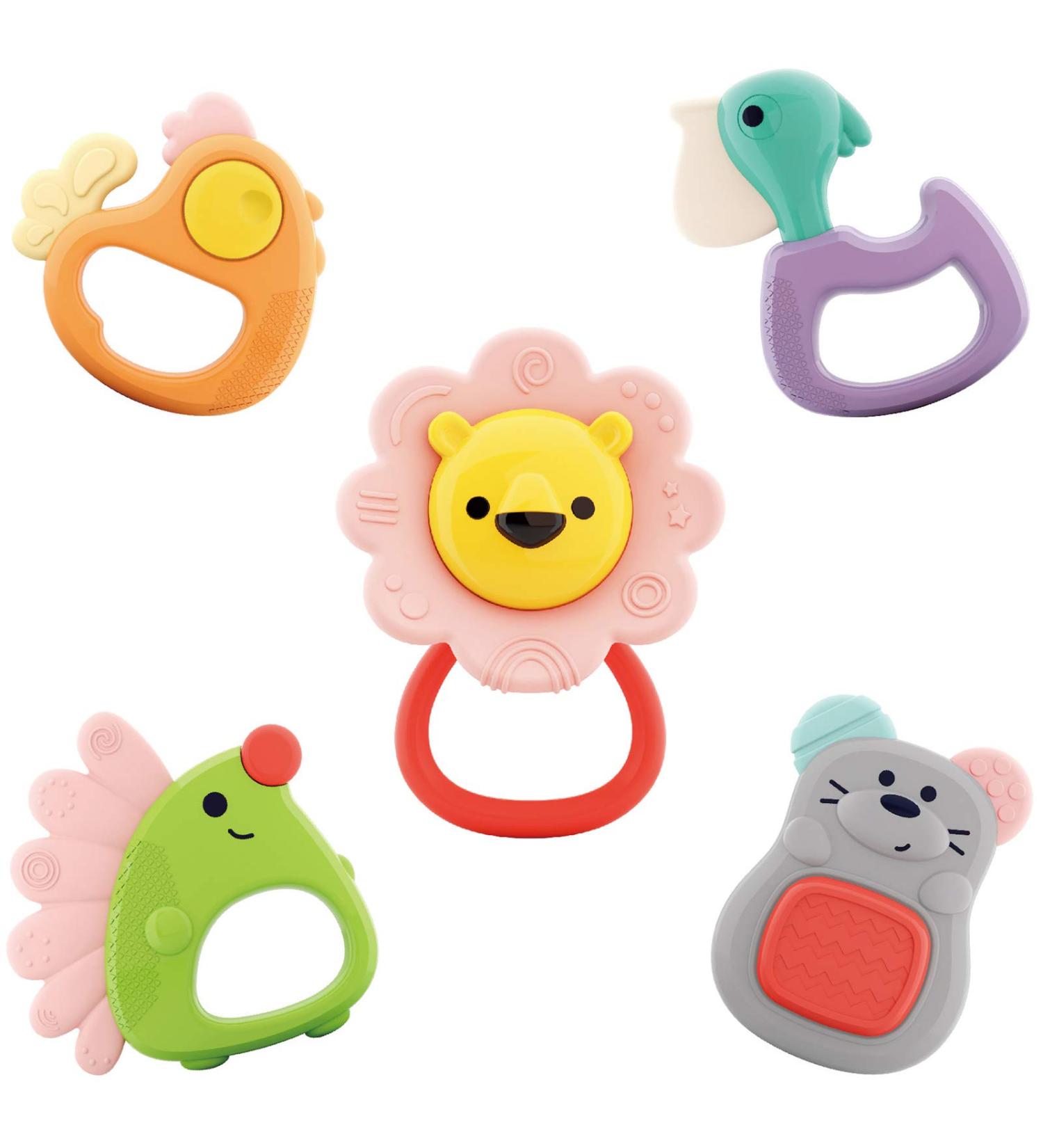 Yiosion Baby Rattle Set - Teether & Spin Toys for 3-12 Month Olds - Educational Gift for Infant - Buy Online on GoSupps.com
