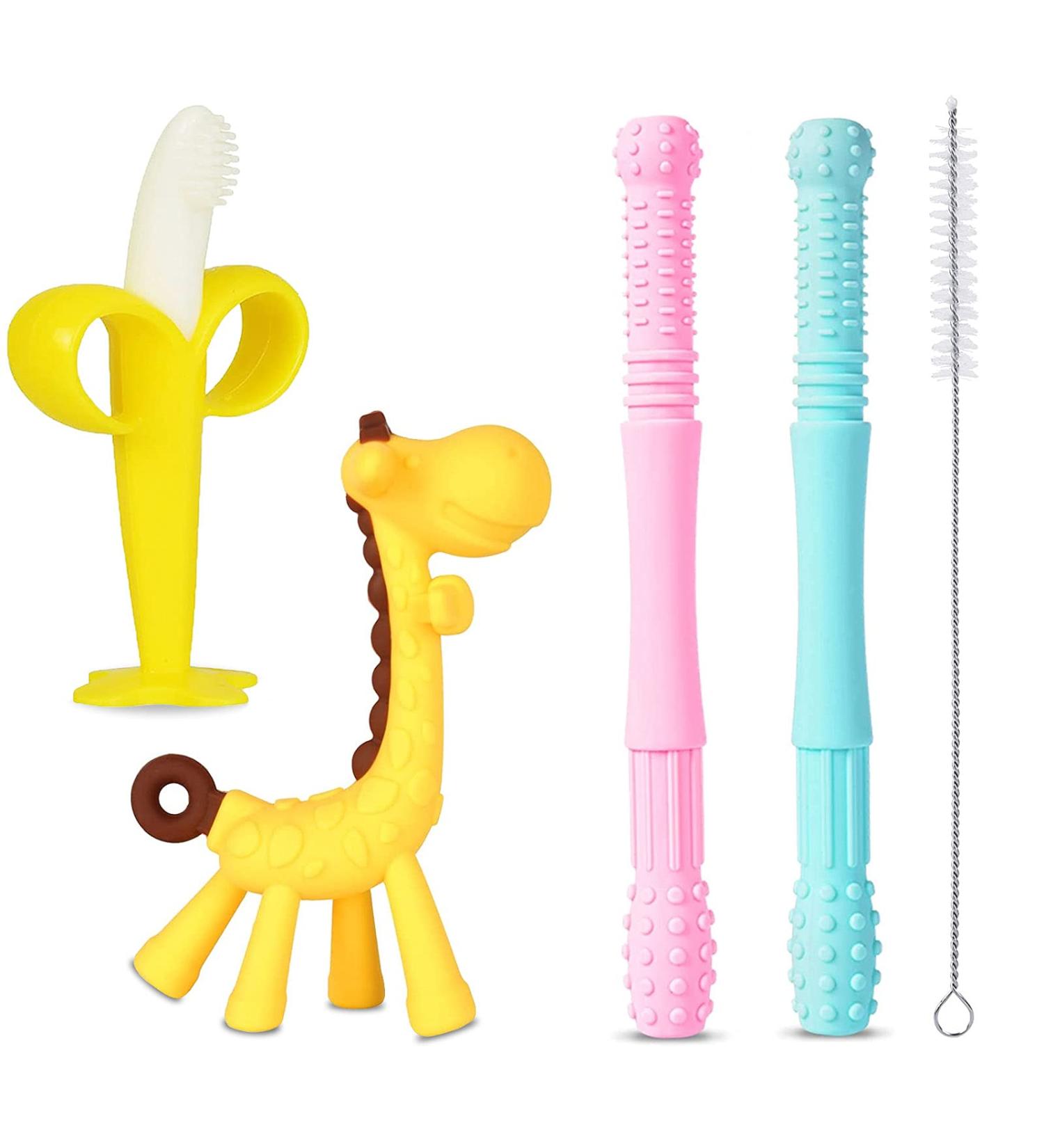 QpenguinBabies Teething Aid - Natural Silicone Baby Teething Rings for Soothing & Cooling | International Shipping Available - Buy Online on GoSupps.com