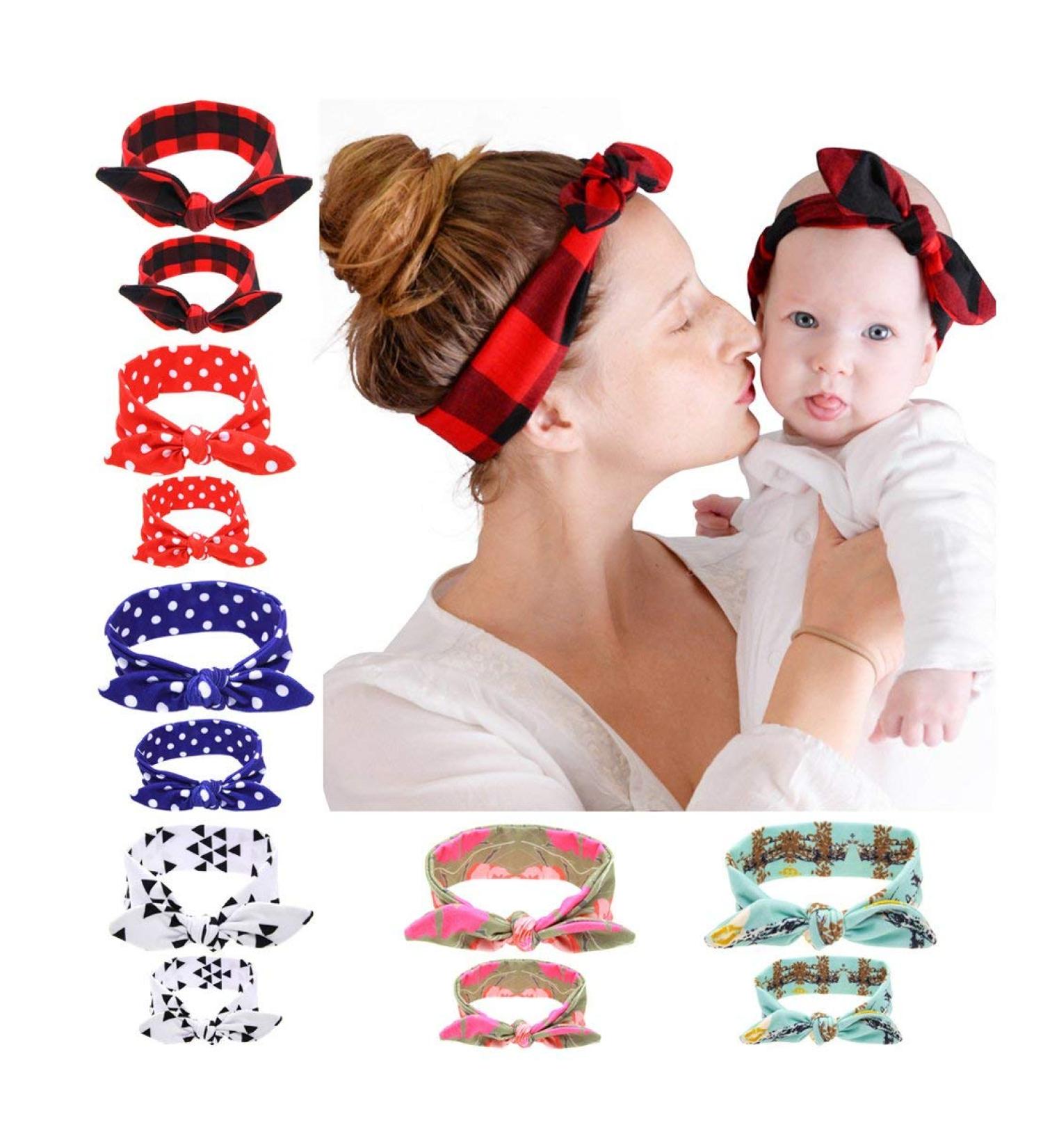 SoulQ 6 Sets Mommy and Me Matching Headbands Hair Accessories - Bow Knot Turban Style Head wrap Set for Baby and Mom - Buy Online on GoSupps.com