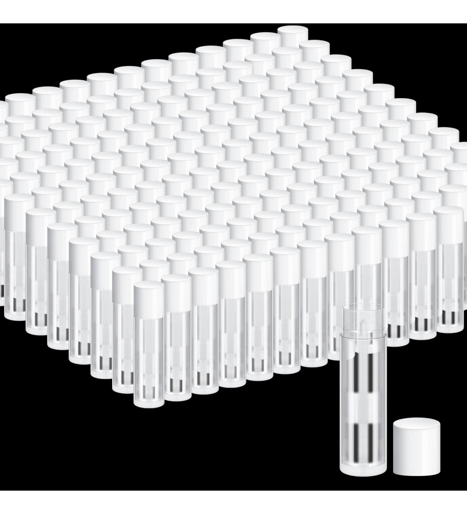 200 Clear Lip Balm Containers | 0.186 Oz/5.5 ml | Lightweight Lip Gloss Tubes with White Caps | Bulk DIY Lipstick Tubes - Buy Online on GoSupps.com