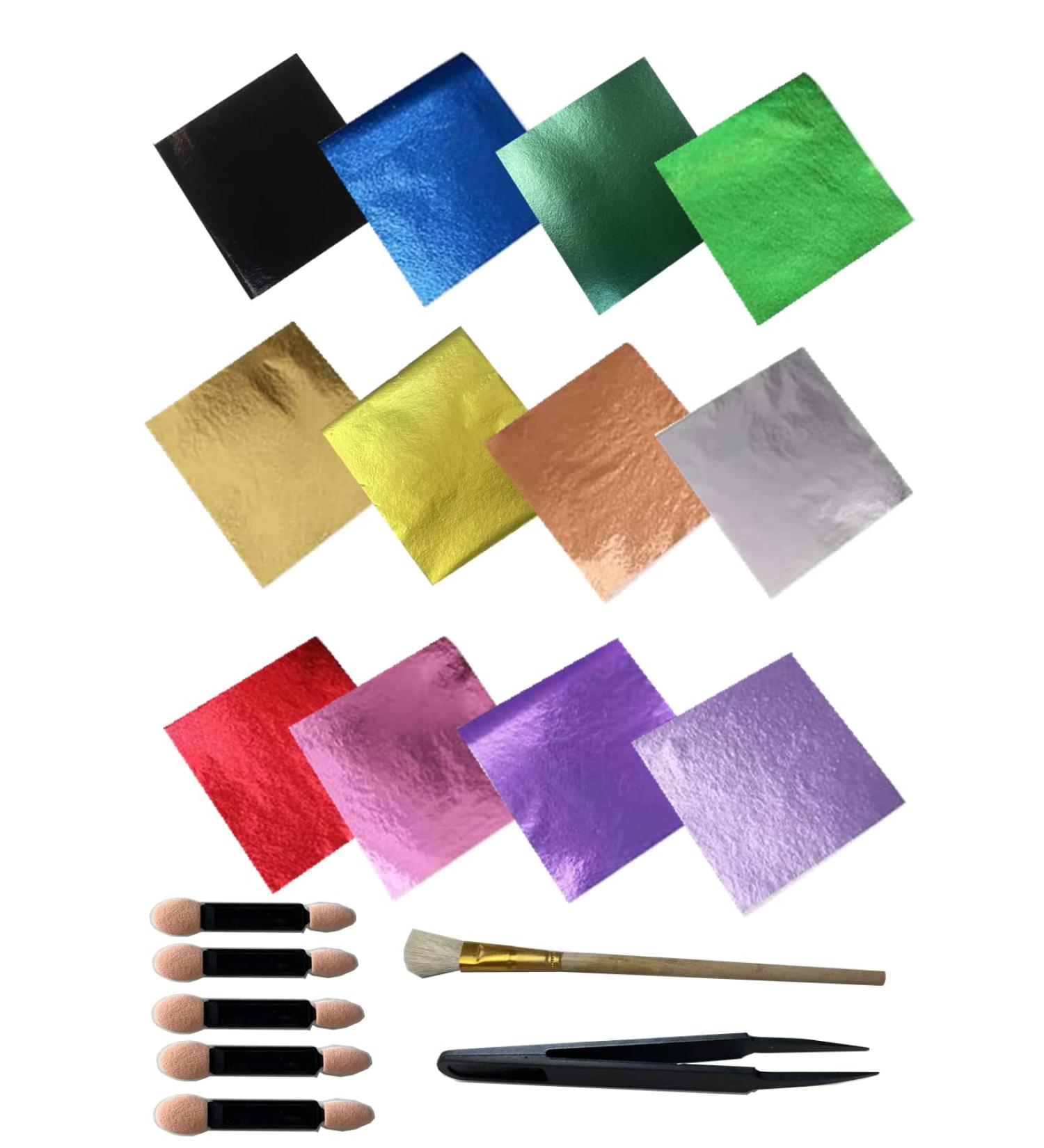DECONICER 12 Colors Imitation Gold Leaf Sheets - 600 Pieces for Arts & Crafts - Gilding, Furniture, Paintings - Multi-Color Foil Papers & Tools (3.15x3.35 inches) - Buy Online on GoSupps.com