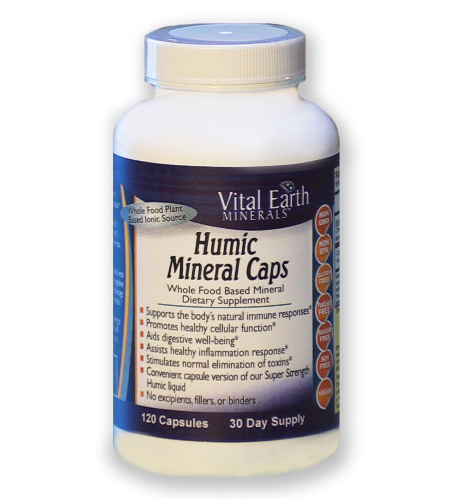 Vital Earth Minerals Humic Caps - Vegan Multimineral Supplement - 120 Plant-Based Capsules for Ionic Trace Minerals - 30 Day Supply - Buy Online on GoSupps.com