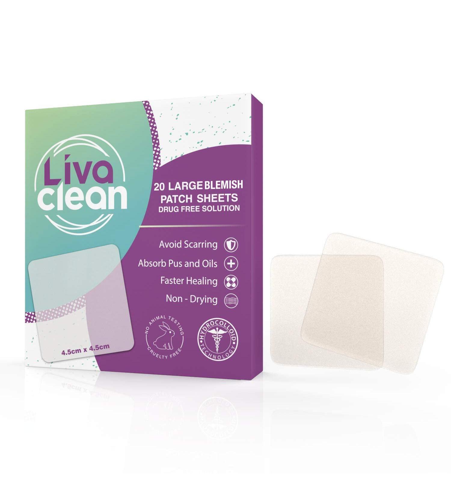Livaclean 20 CT Large Hydrocolloid Patches - Hydrocolloid Bandages Large Gunk Patches Hydrocolloid Patch Large Hydrocolloid Patches Large