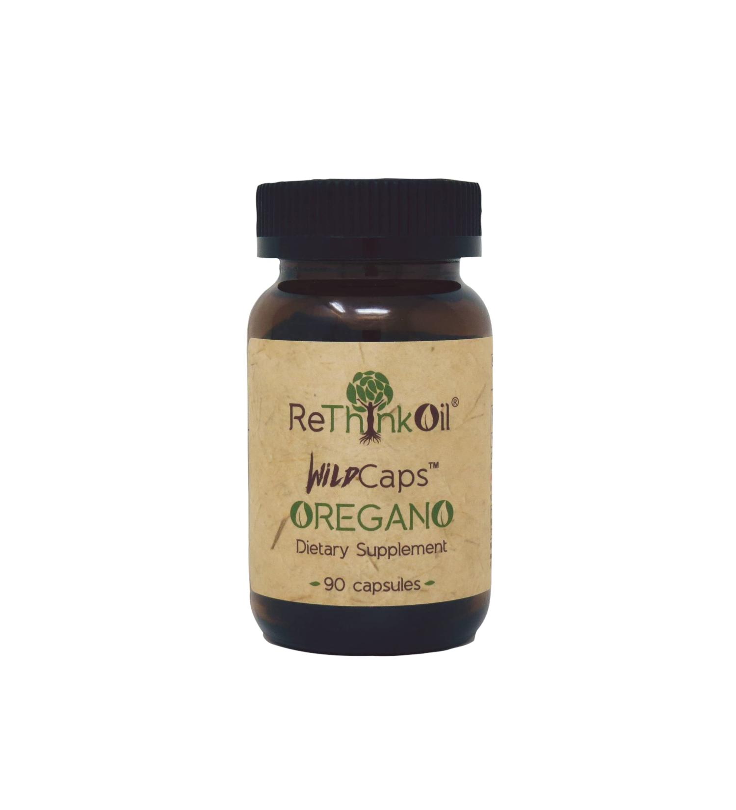 ReThinkOil WildCaps - Organic Oregano Oil Capsules - Non-GMO & Vegetarian - Gluten & Soy Free - Expiring July 2024 - Buy Online on GoSupps.com