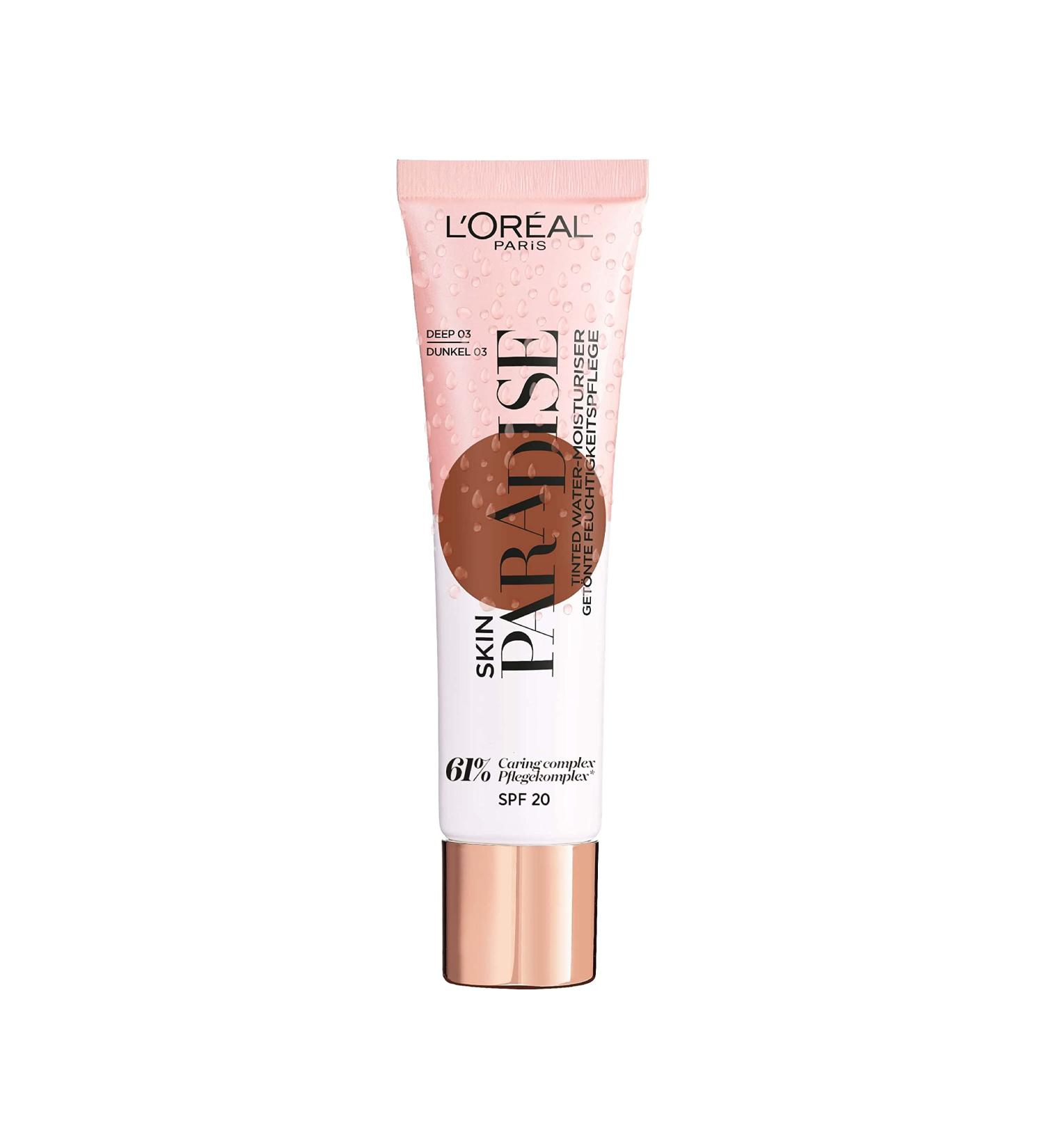 L'Oreal Paris Skin Paradise Tinted Moisturiser Up to 24h hydration SPF20 03 Deep 0.039 kg 03 Deep 30 ml (Pack of 1) - Buy Online on GoSupps.com