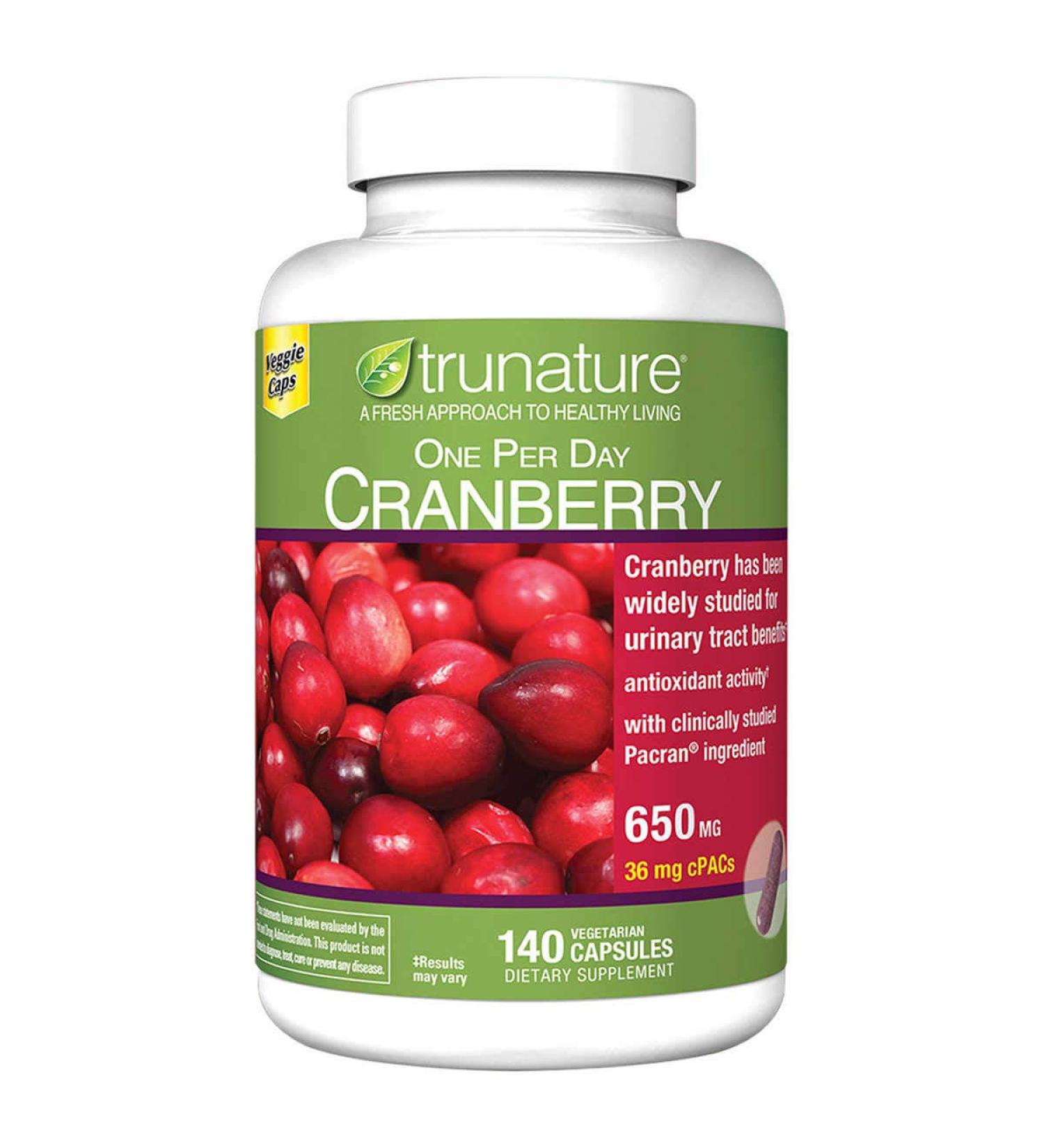 trunature Cranberry 650 mg 140 Vegetarian Capsules (3 Pack)