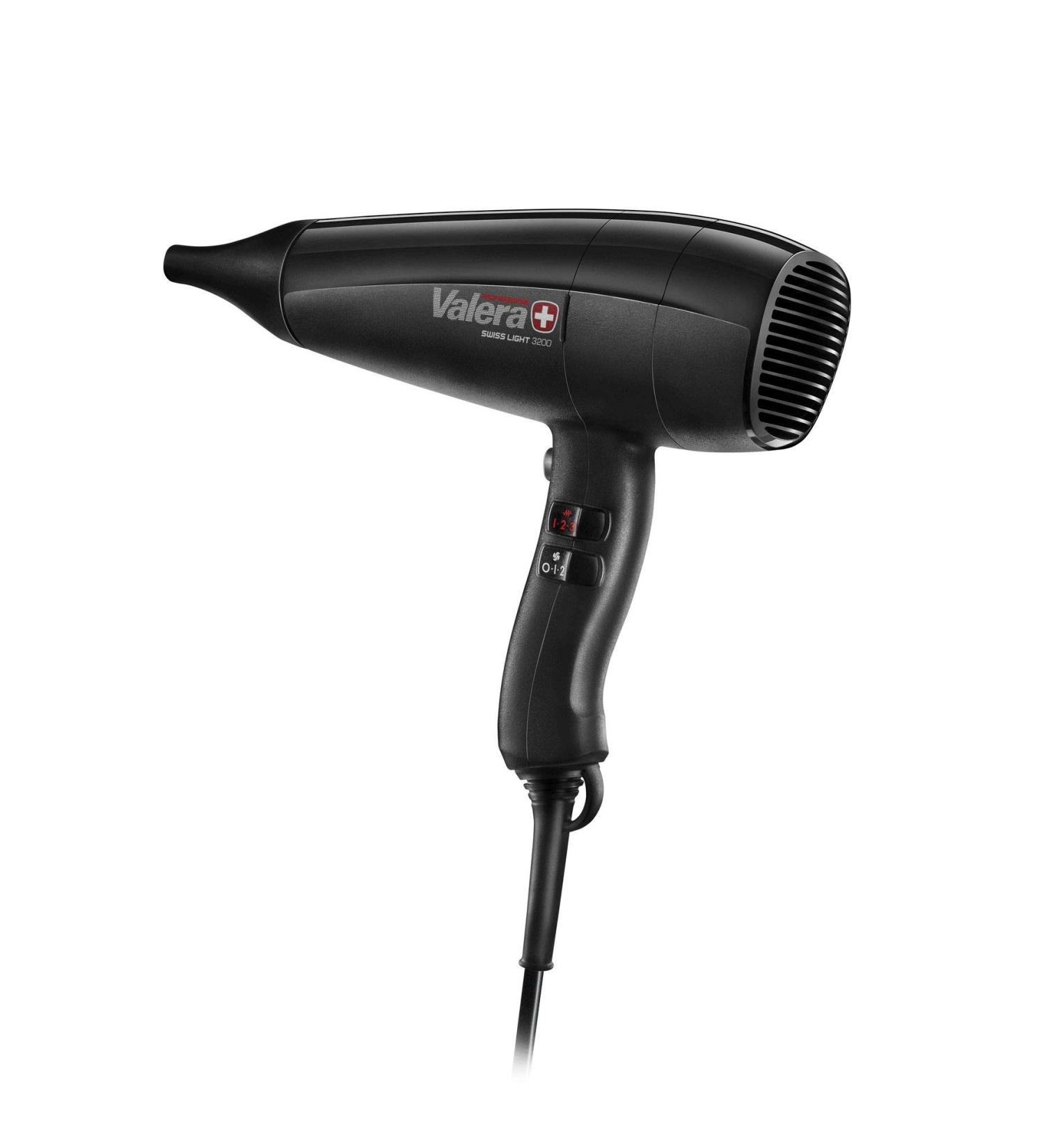 Valera Swiss Light 3200 light professional hair dryer hair dryer with 3 temperature levels and cooling button removable filter super flex cable 1600 watts black