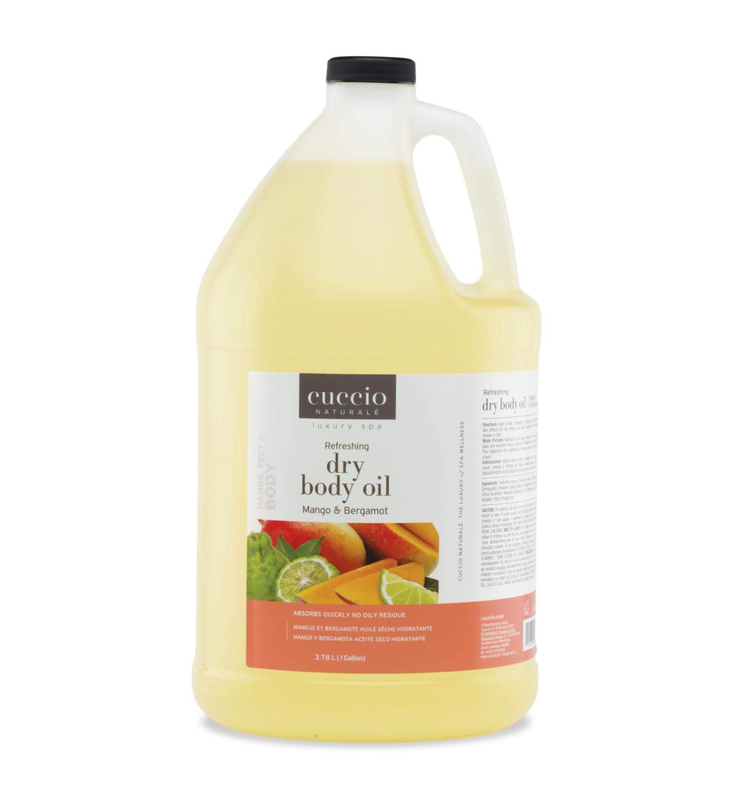 Cuccio Naturale Hydrating Dry Body Oil Mango & Bergamot Scent 1 Gallon (128 oz) Refill Lightweight Non-Greasy Moisturizer for Radiant Silky Skin Spa & Home Use Paraben-Free Cruelty-Free - Buy Online on GoSupps.com