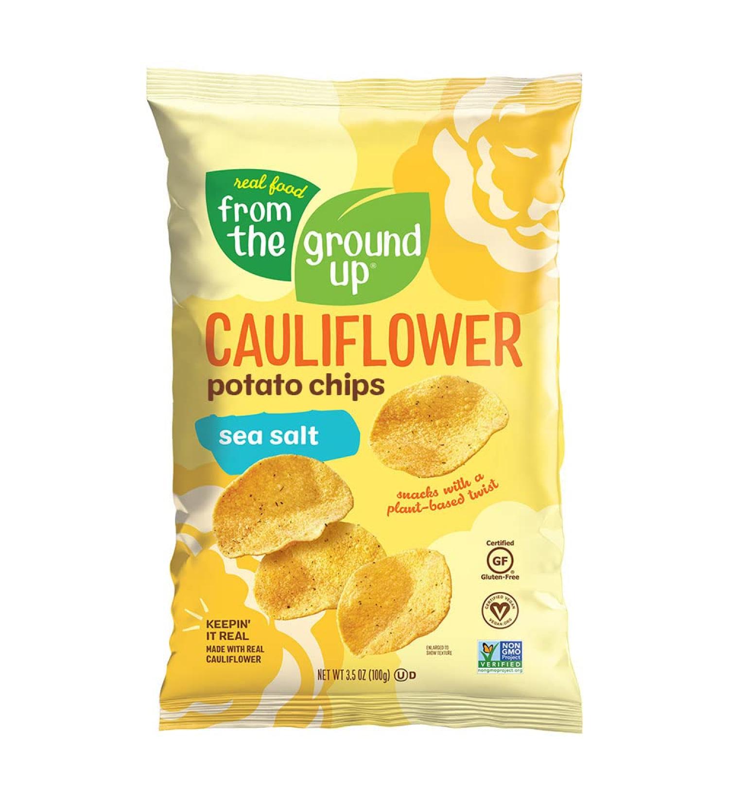 Real Food From The Ground Up Cauliflower Chips - Sea Salt Flavor 6 Pack Snack Bags - Buy Online on GoSupps.com