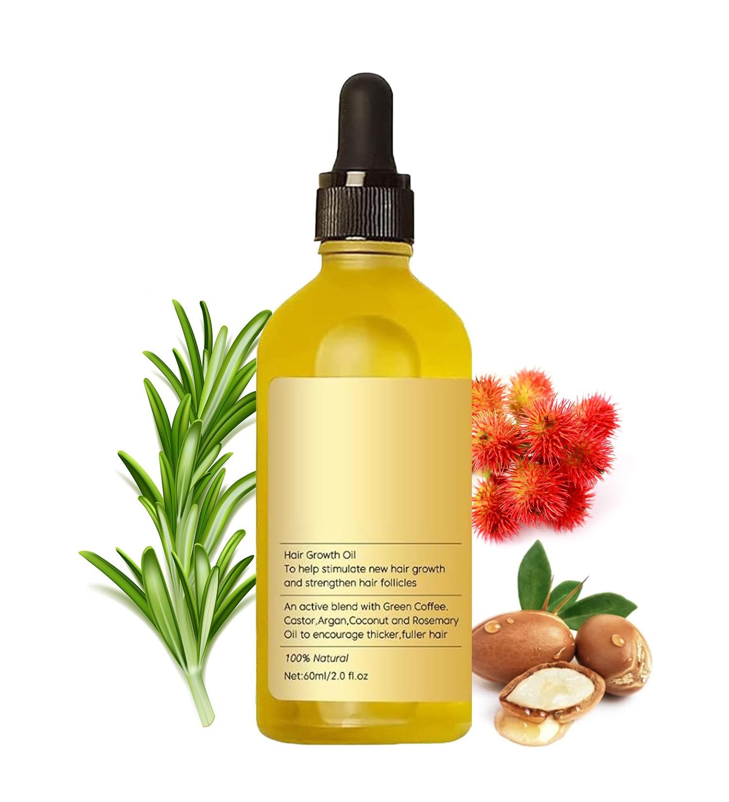 Natural Hair Growth Oil Hair Growth Oil for Thicker Fuller Looking Hair Hair Growth Oil with Rosemary Oil Argan Oil Coffee Oil Castor Oil Suit for Men and Women Yellow