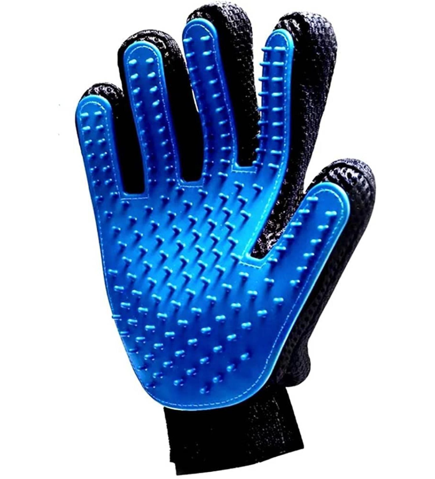 Pet Hair Remover Glove - Gentle Pet Grooming Glove Brush - Deshedding Glove - Massage Mitt with Enhanced Five Finger Design - Perfect for Dogs & Cats with Long & Short Fur - 1 Pack (Right-Hand) Blue - Buy Online on GoSupps.com