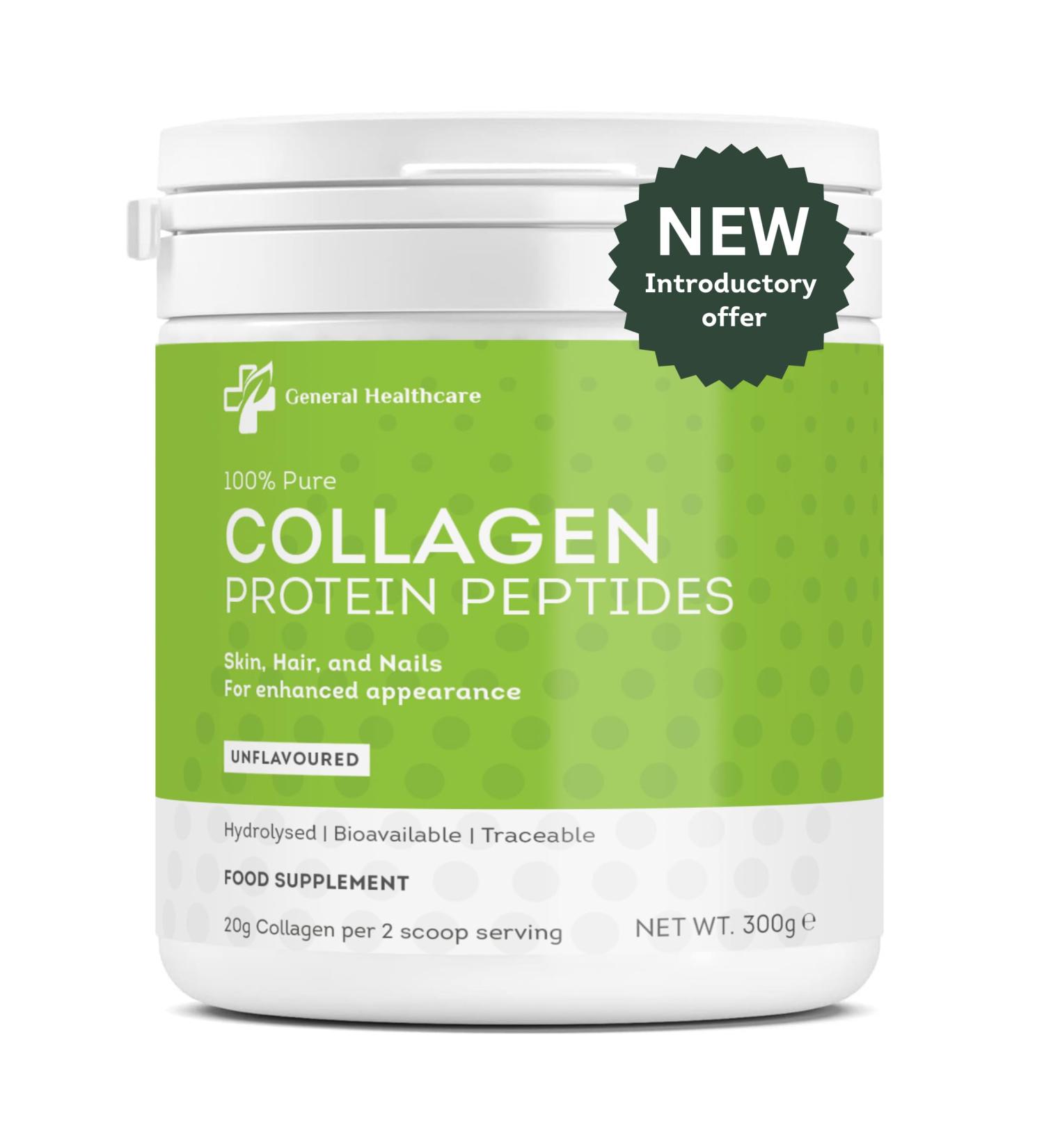 100% Pure Collagen Powder Protein Peptides - General Healthcare 300g Supplement - Buy Online on GoSupps.com