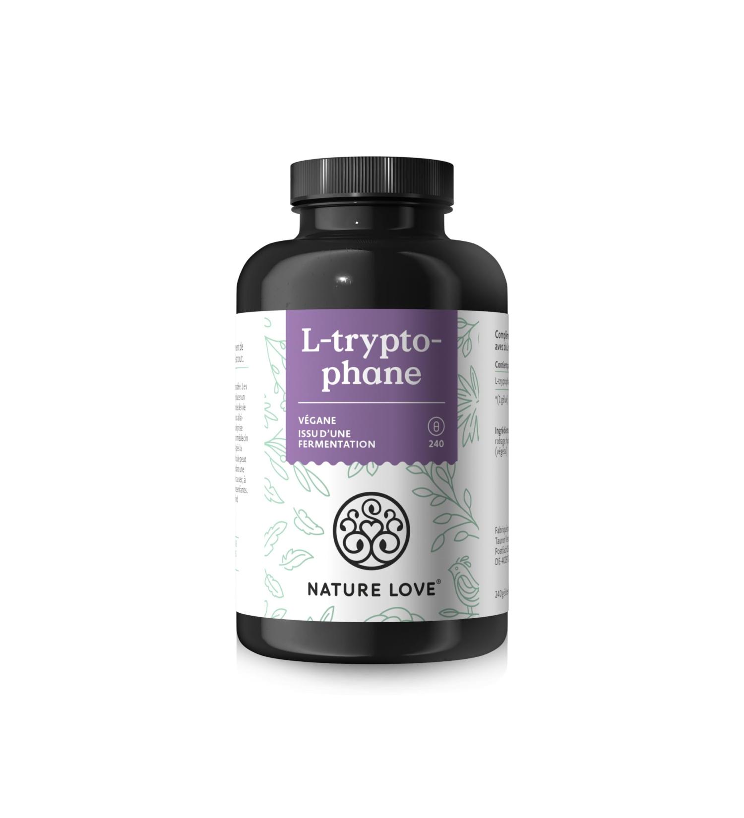 NATURE LOVE L-tryptophan - 240 capsules - highly dosed with 500mg per capsule - vegan laboratory-controlled and produced in Germany - without unnecessary additives - Buy Online on GoSupps.com