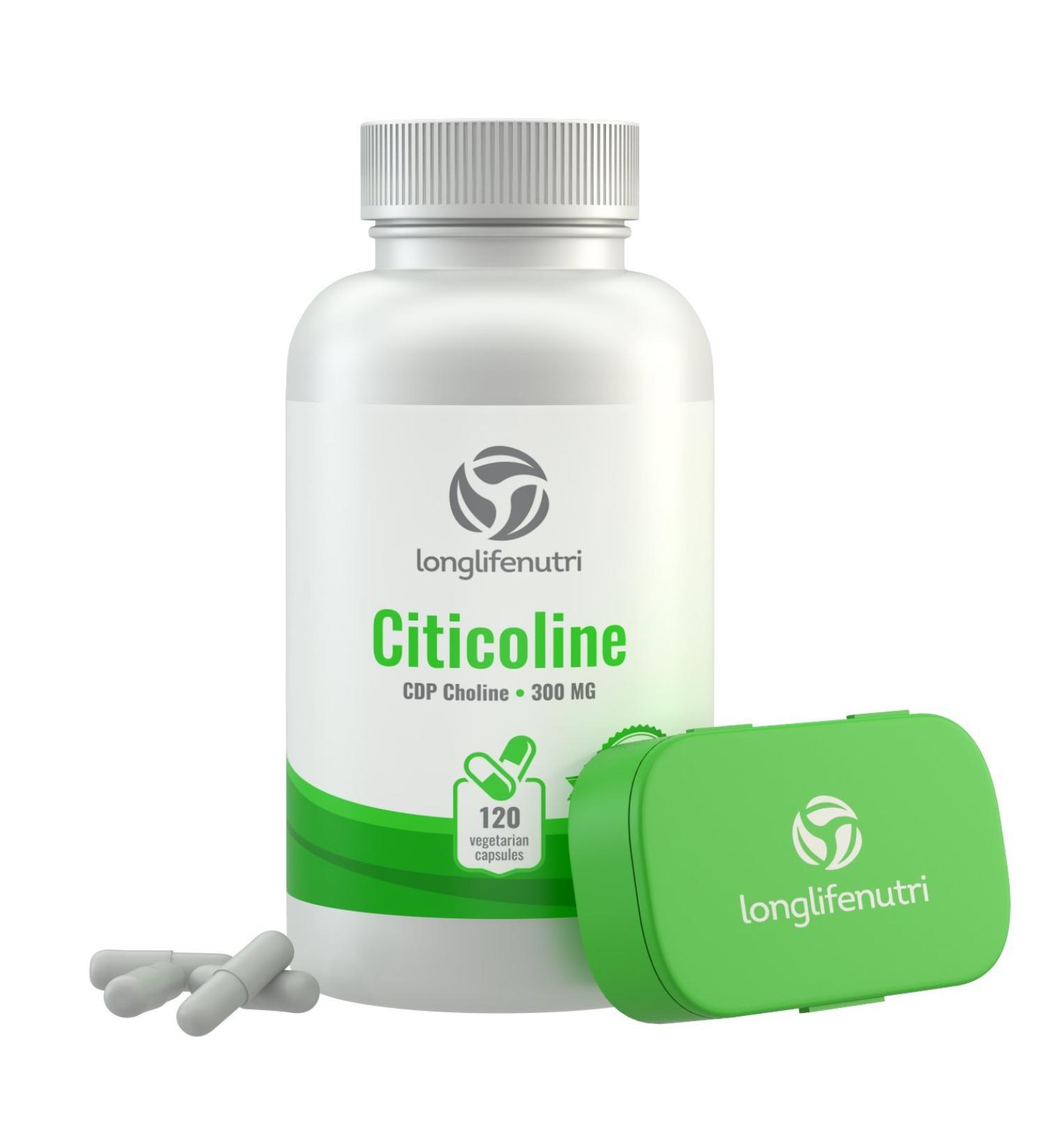 Citicoline CDP Choline 300mg - 120 Vegetarian Capsules | Made in USA | Brain Function & Memory Support | Cognitive Enhancer | 120 Count - Buy Online on GoSupps.com