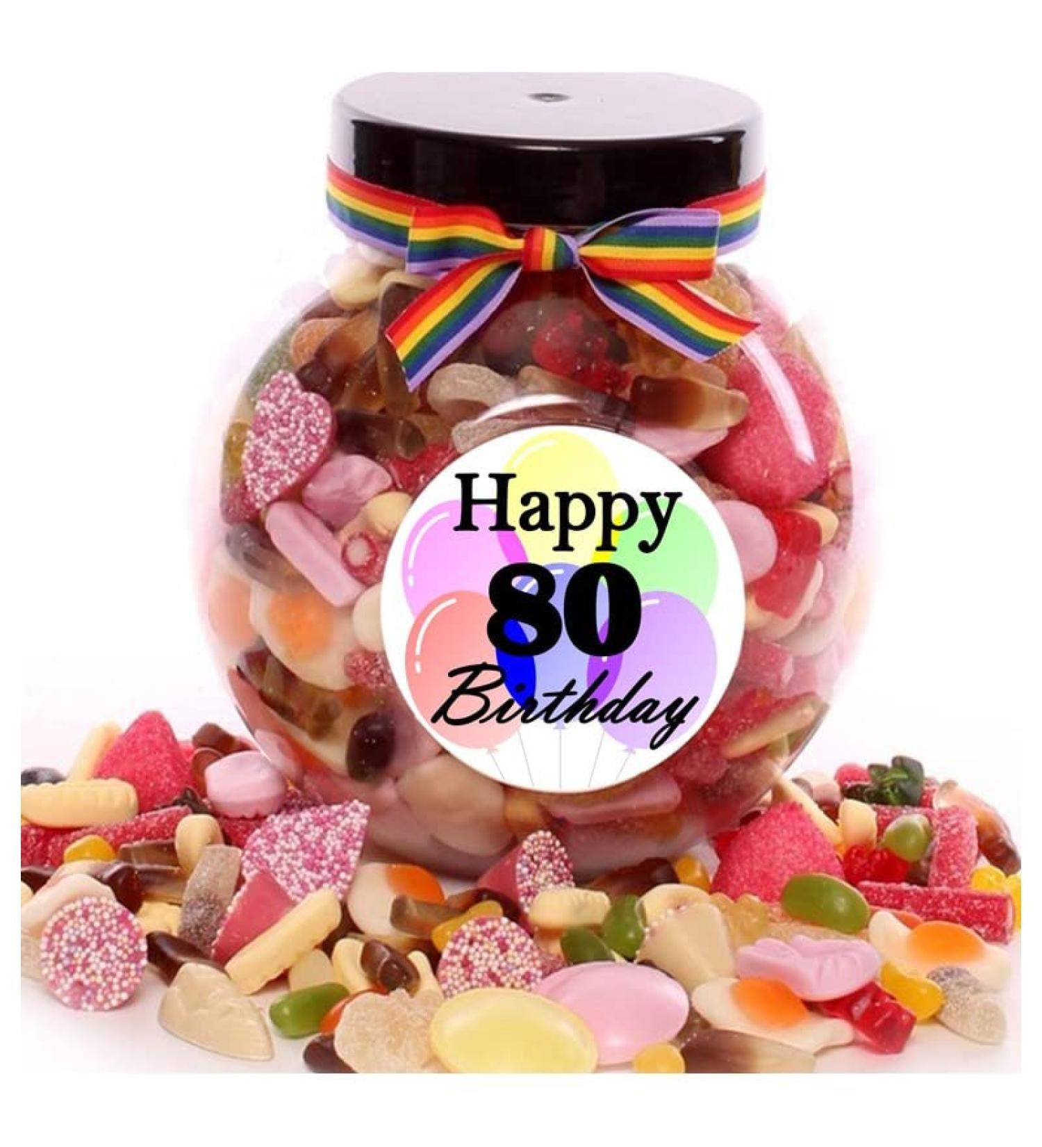 80th Birthday Personalised Sweet Jar - 1800g