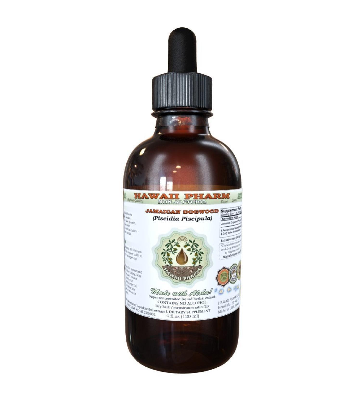Jamaican Dogwood Alcohol-Free Liquid Extract Jamaican Dogwood (Piscidia Piscipula) Dried Bark Glycerite Hawaii Pharm Natural Herbal Supplement 2 oz 2 Fl Oz (Pack of 1)