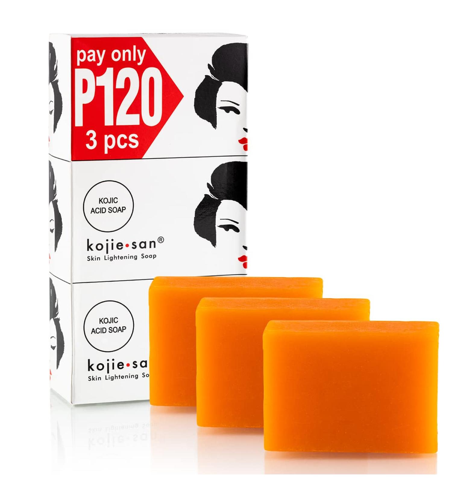 Kojie San Skin Lightening Kojic Acid Soap - 3 Bars for Age Spots Freckles & Acne Scars - 100g | Fade Dark Marks & Sun Damage | Shop Now! - Buy Online on GoSupps.com