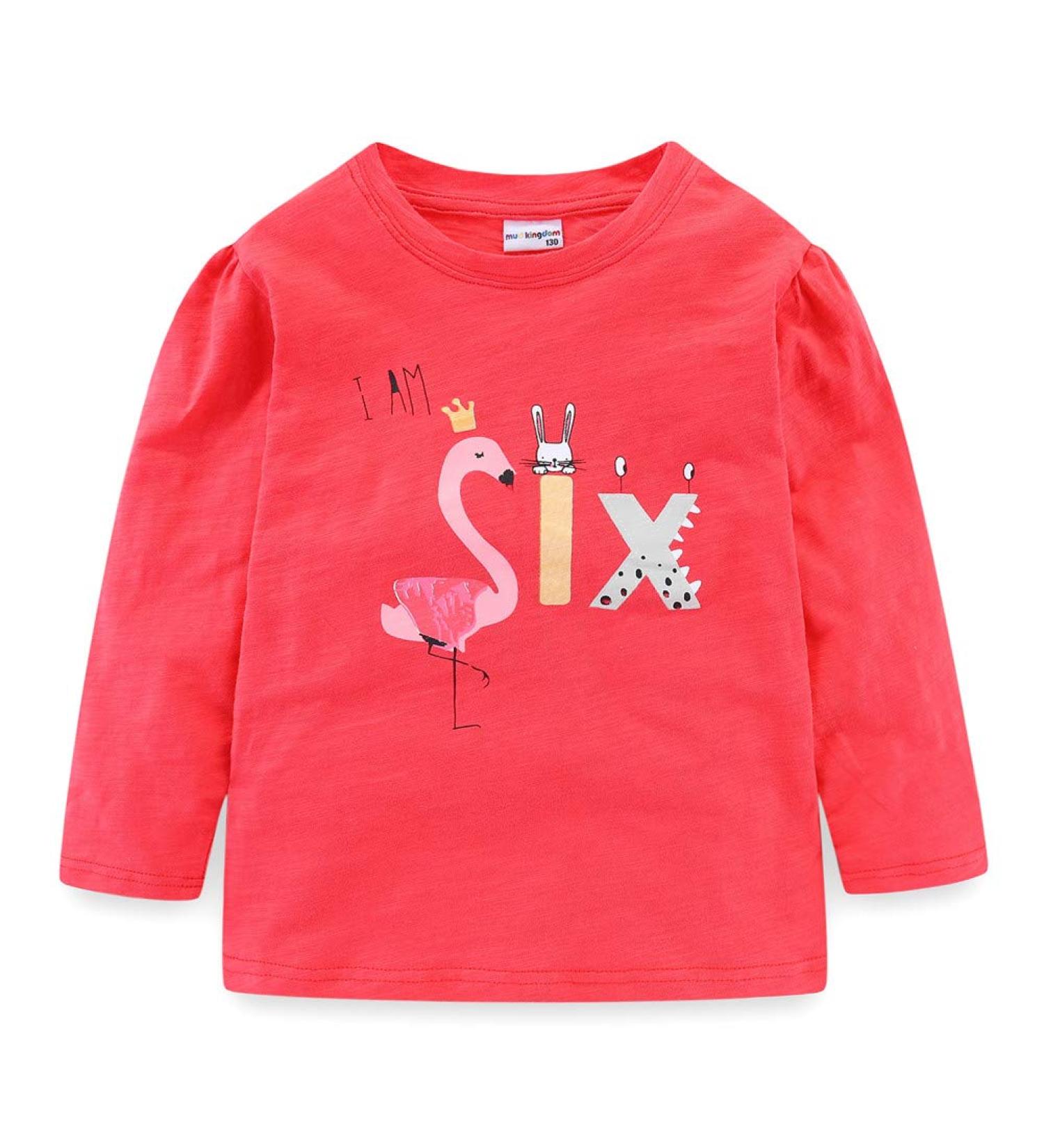 Mud Kingdom Little Girls Boys Birthday Shirt | Cute Cartoon 6 Years Girls Red | Long Sleeve - Buy Online on GoSupps.com