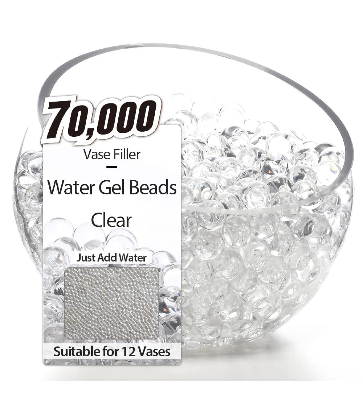 Clear Water Gel Beads for Vases - 70,000 Pcs | Transparent Pearls for Vase Filler, Floating Pearls & Candles, Wedding Centerpiece Decor - Buy Online on GoSupps.com