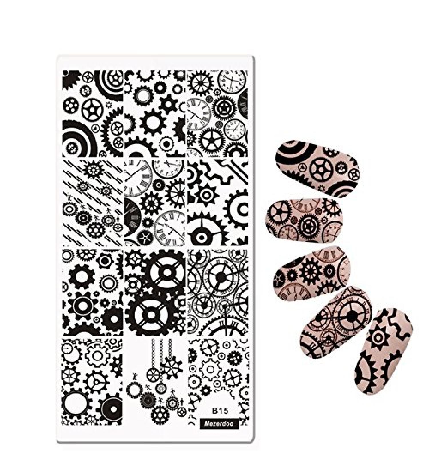 Mezerdoo Wrench Chain Gear Nail Art Stamping Template Plate - B15 - Buy Online on GoSupps.com