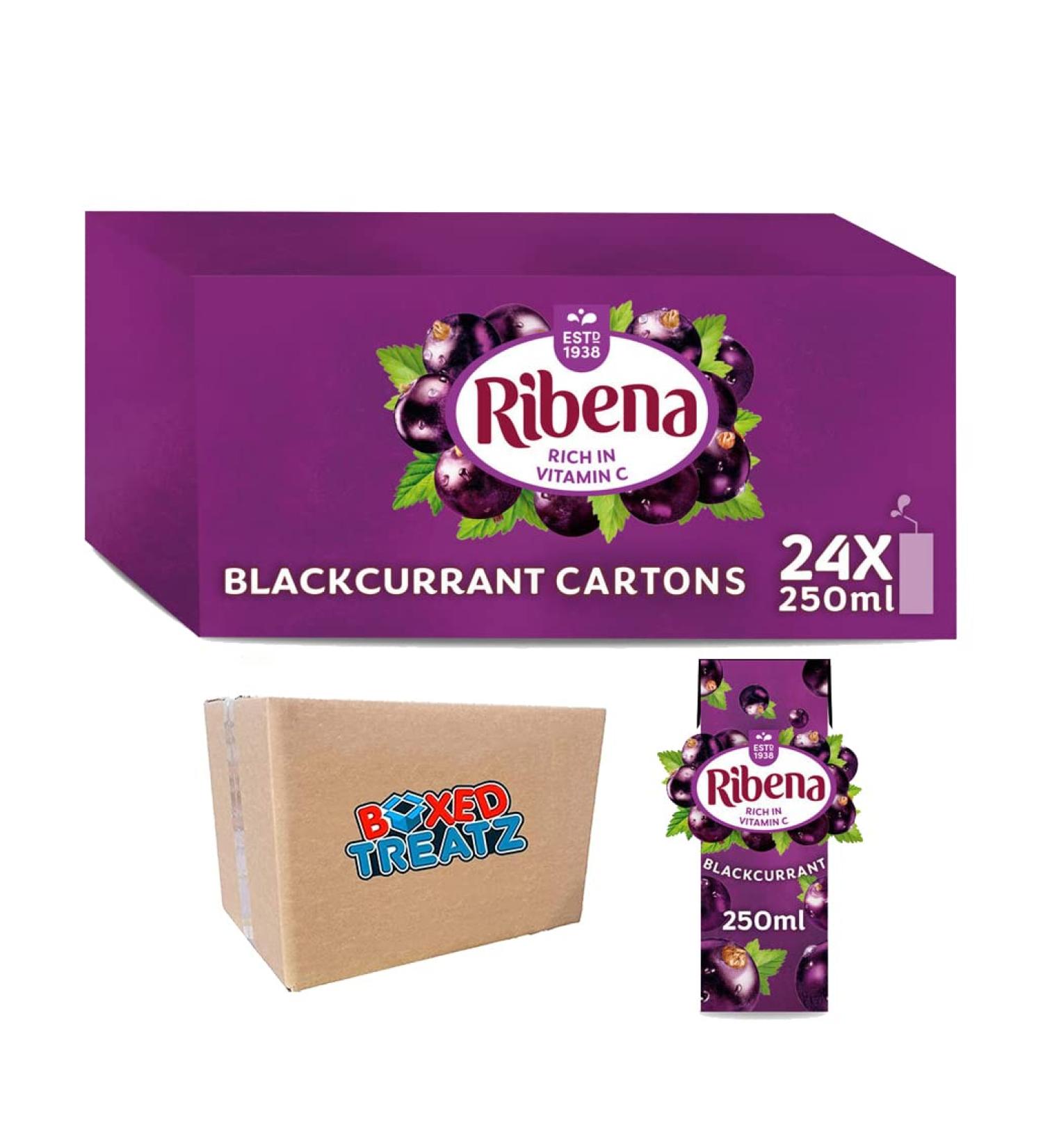 Ribena Blackcurrant Flavour Fruit Juice 24x 250ml Real Fruit | Rich In Vitamin C | No Artificial Colours or Flavours | Ready To Drink Boxed Treatz - Buy Online on GoSupps.com